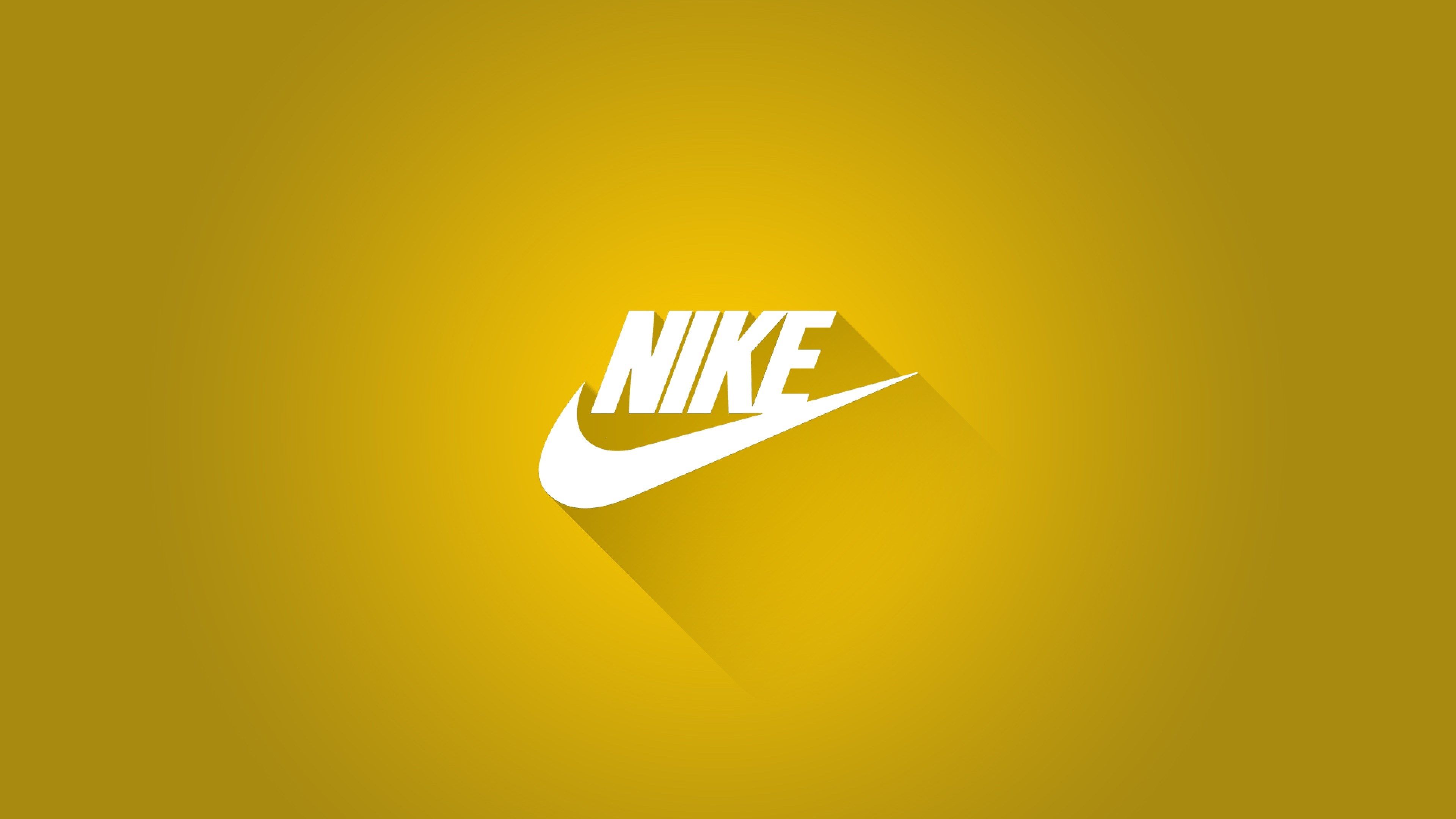 Logo Nike sfondo giallo, 3840x2160 4K, PC Desktop