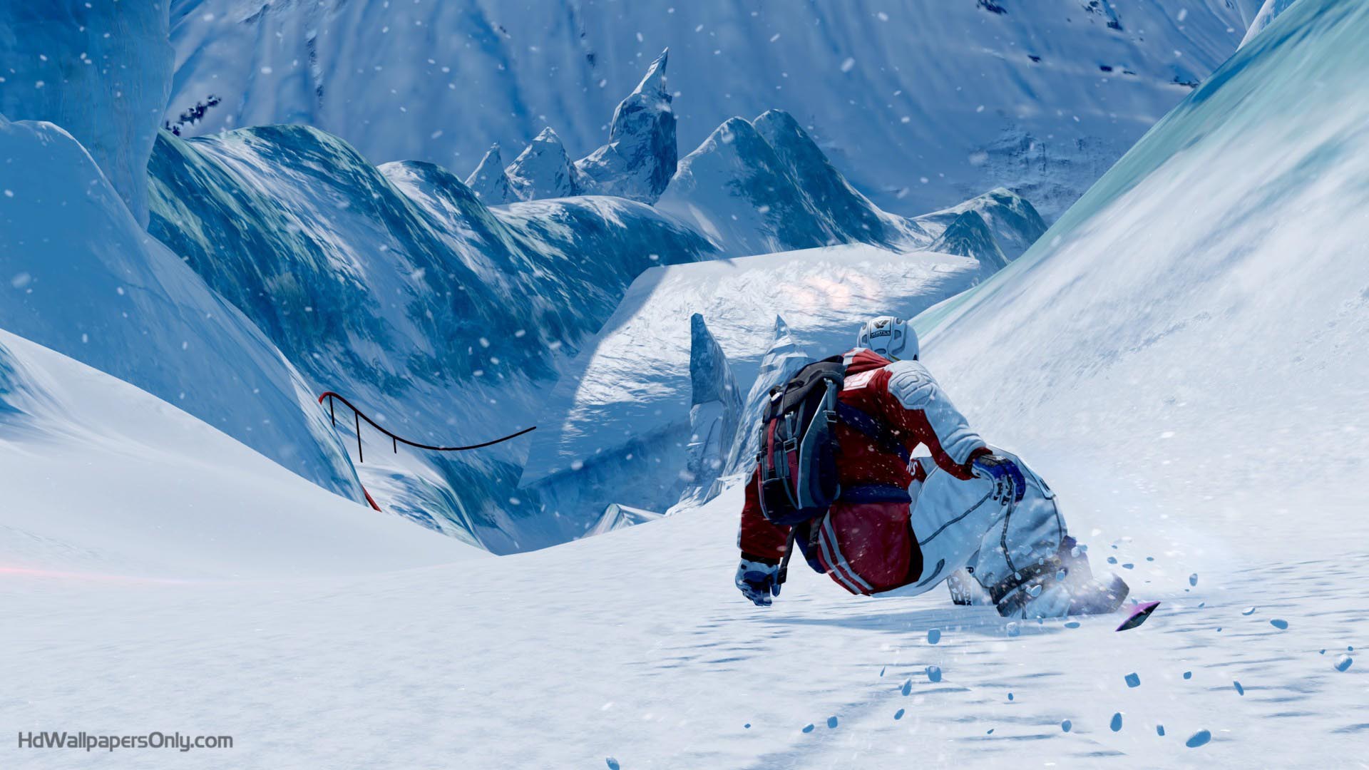 Snowboarder in discesa montagna innevata, 1920x1080 Full HD 1080p, Laptop