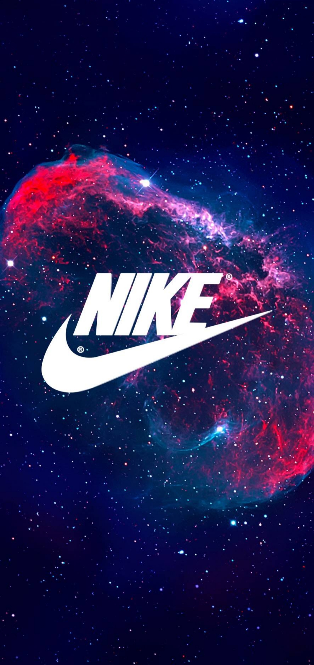 Logo Nike su nebulosa spaziale, abbigliamento sportivo, 1078x2280 Verticale, Mobile