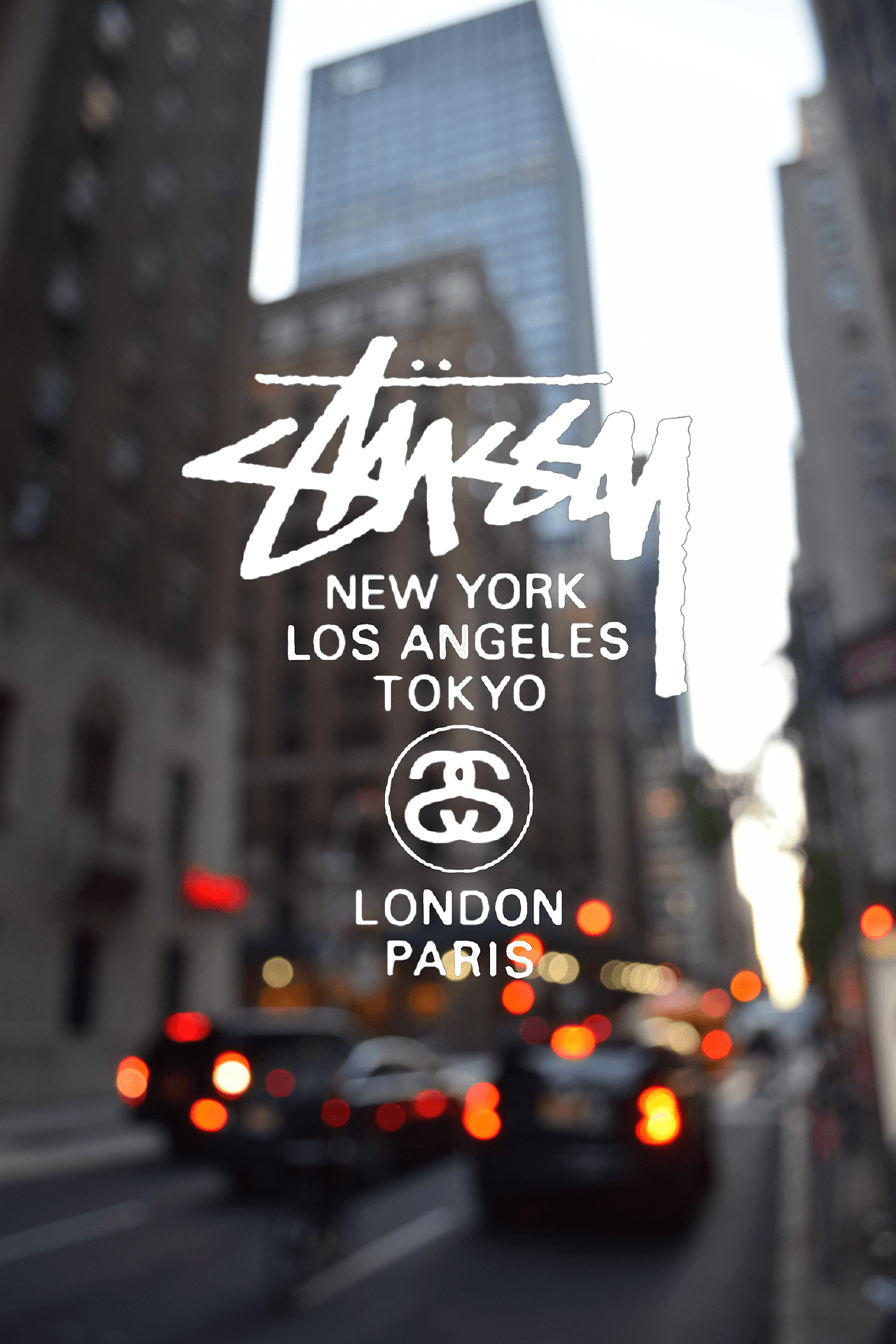 Logo Stüssy città sfondo urbano, 1280x1920 Verticale, Telefono