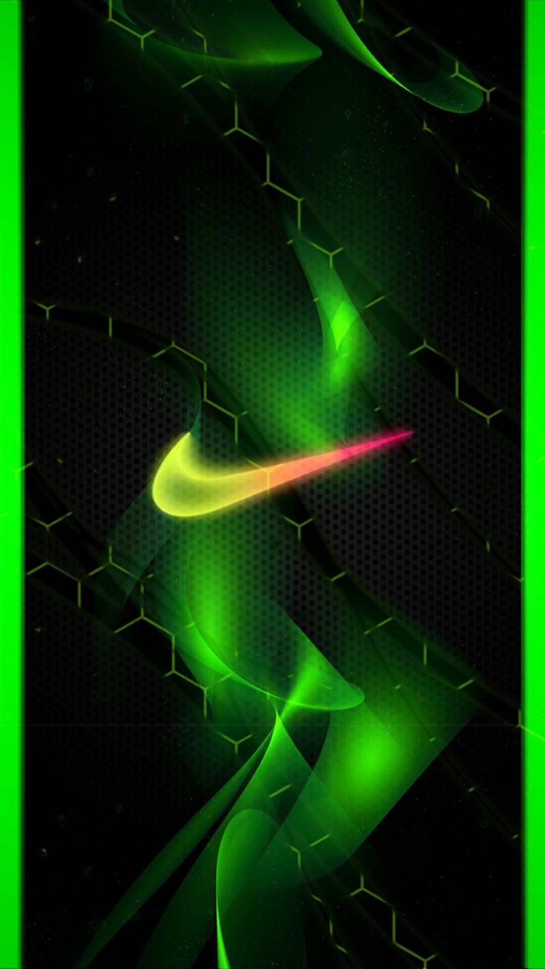 Logo Nike verde neon, swoosh, 1080x1920 Full HD Verticale, Smartphone