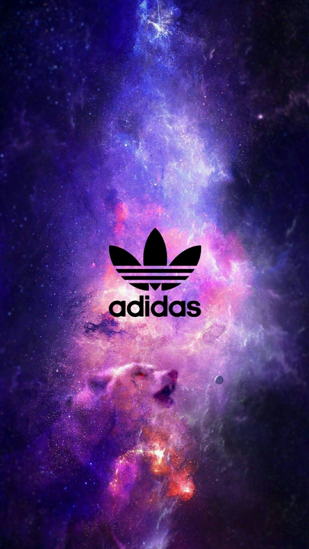 Logo Adidas nebulosa viola, abbigliamento sportivo, 1080x1920 Verticale, Telefono