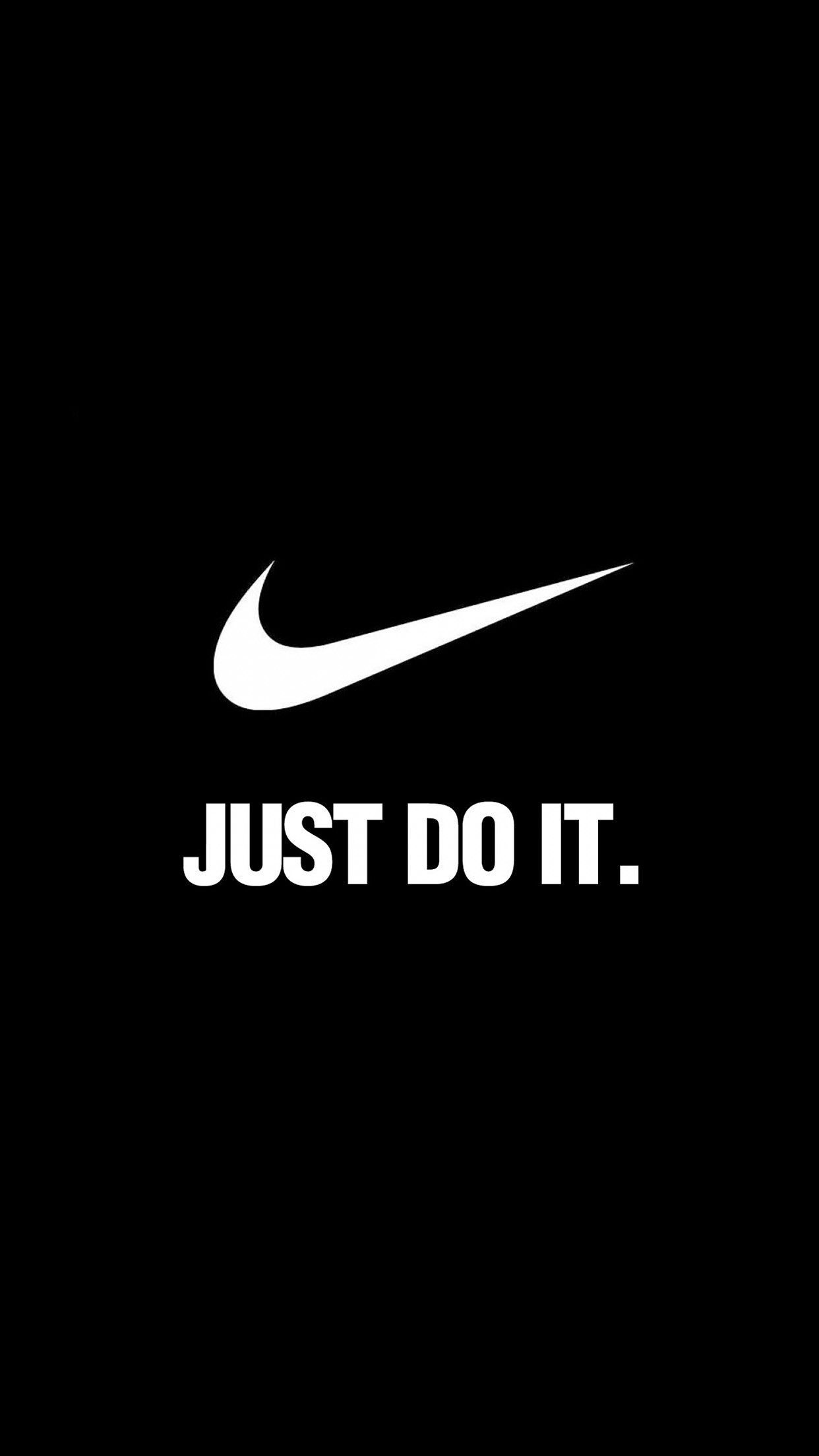 Logo Nike sfondo nero, abbigliamento sportivo, 1242x2208 Verticale, Telefono