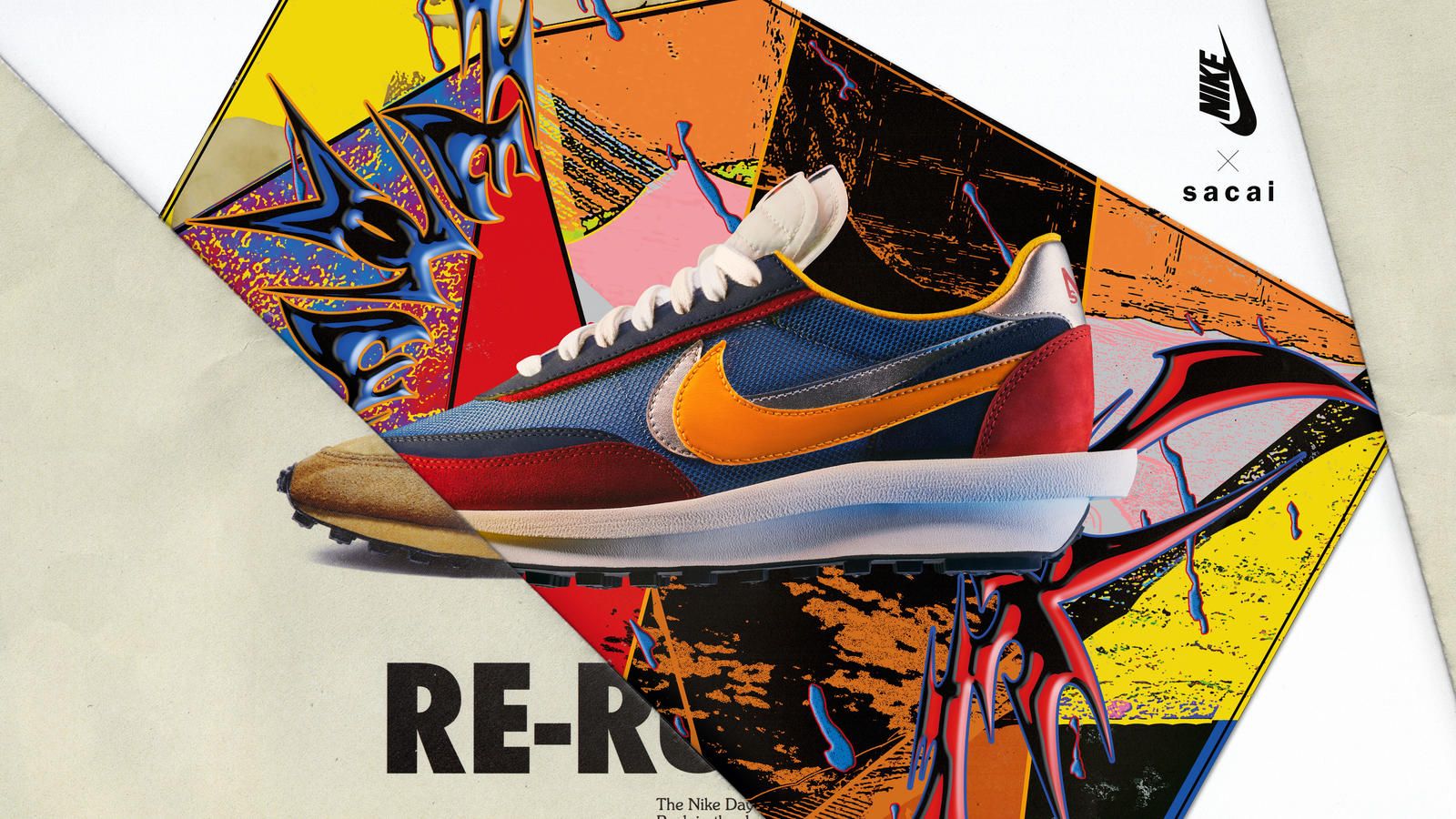 Nike x sacai sneaker collage, 1600x900 HD, iMac