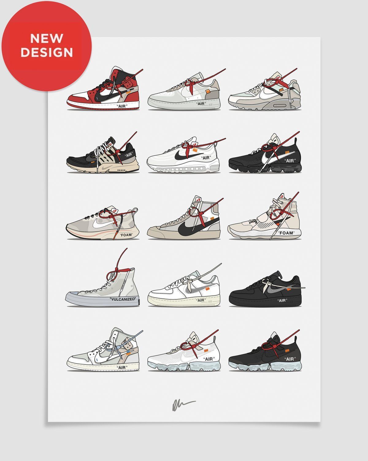 Poster sneaker Nike x Off-White, streetwear di lusso, 1200x1503 Verticale, Telefono