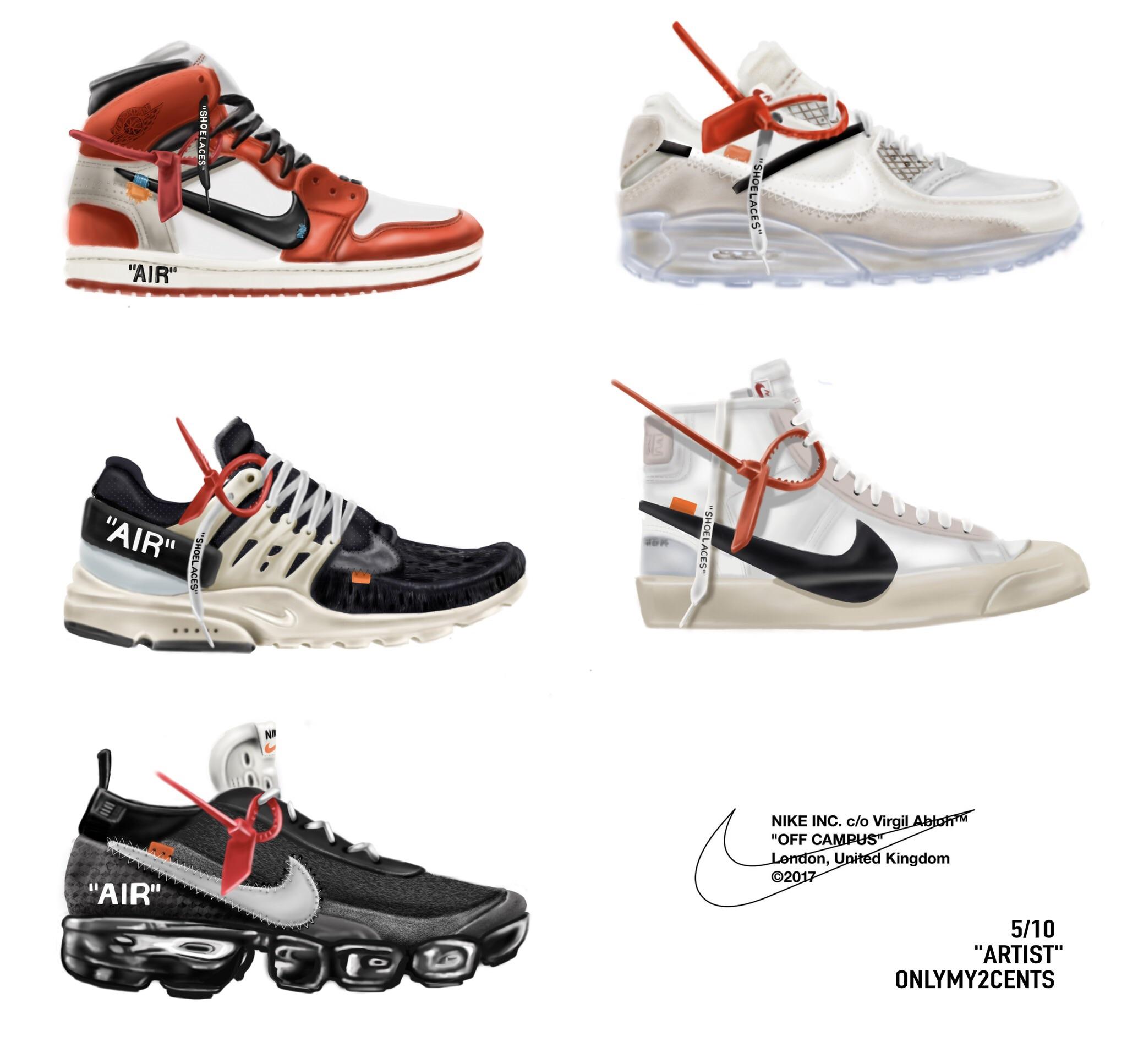Nike Off-White sneakers collage, Virgil Abloh, 2048x1934 2K, PC