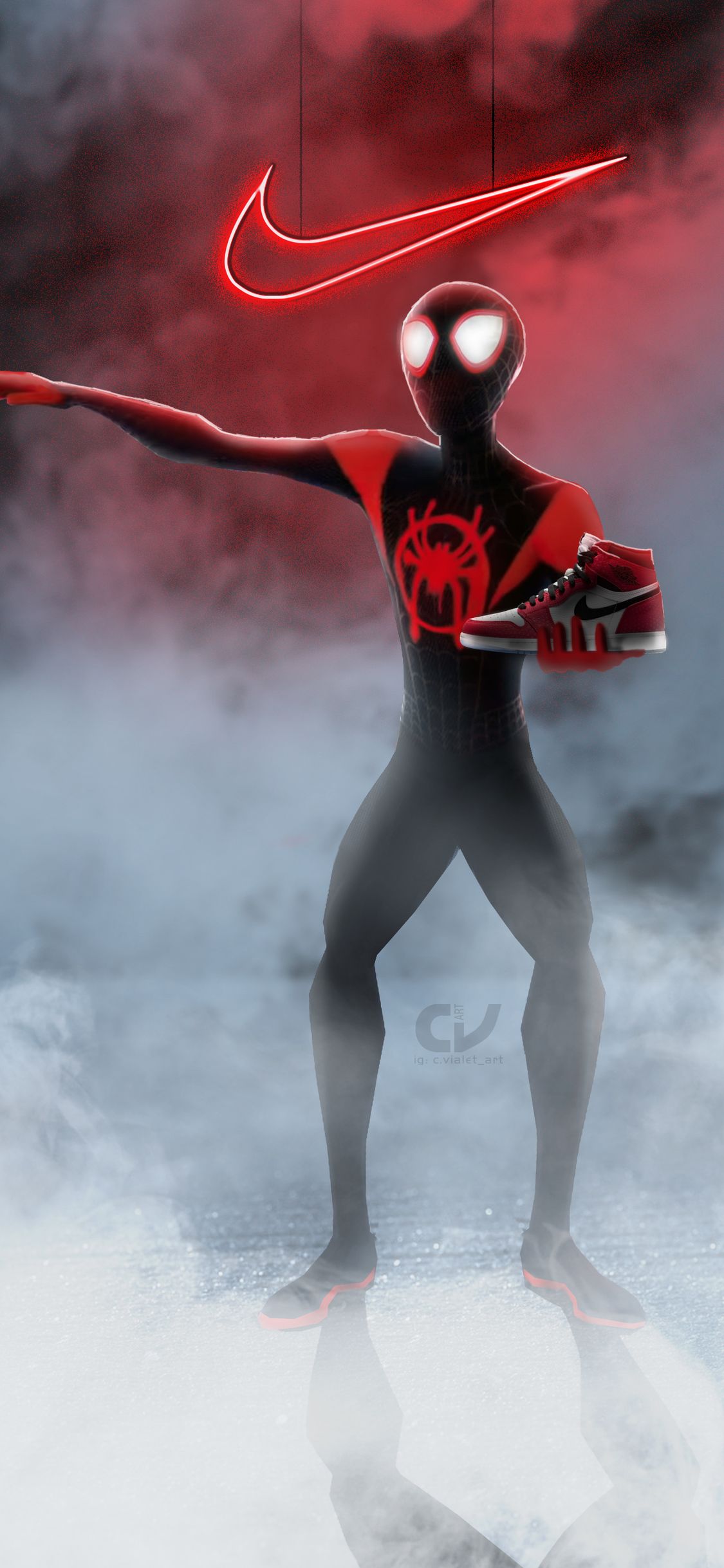 Spiderman Miles Morales Nike, Marvel, 1125x2436 Verticale, Mobile