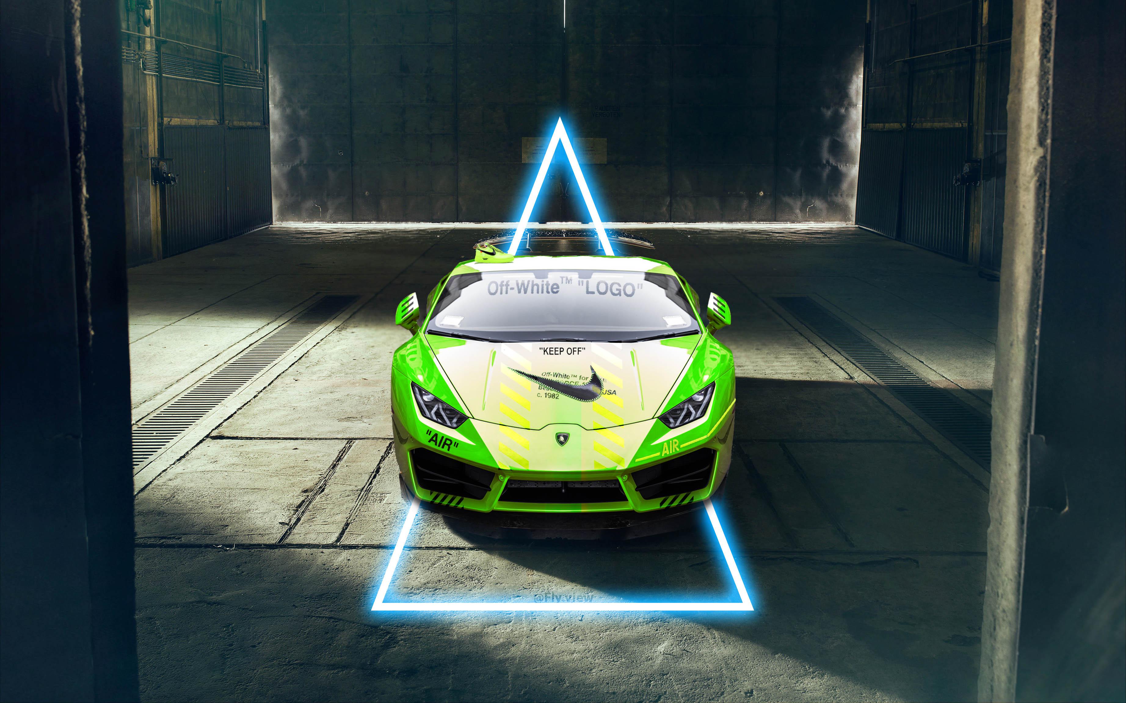 Lamborghini verde logo Nike, 3688x2304 2K+, Monitor Gaming