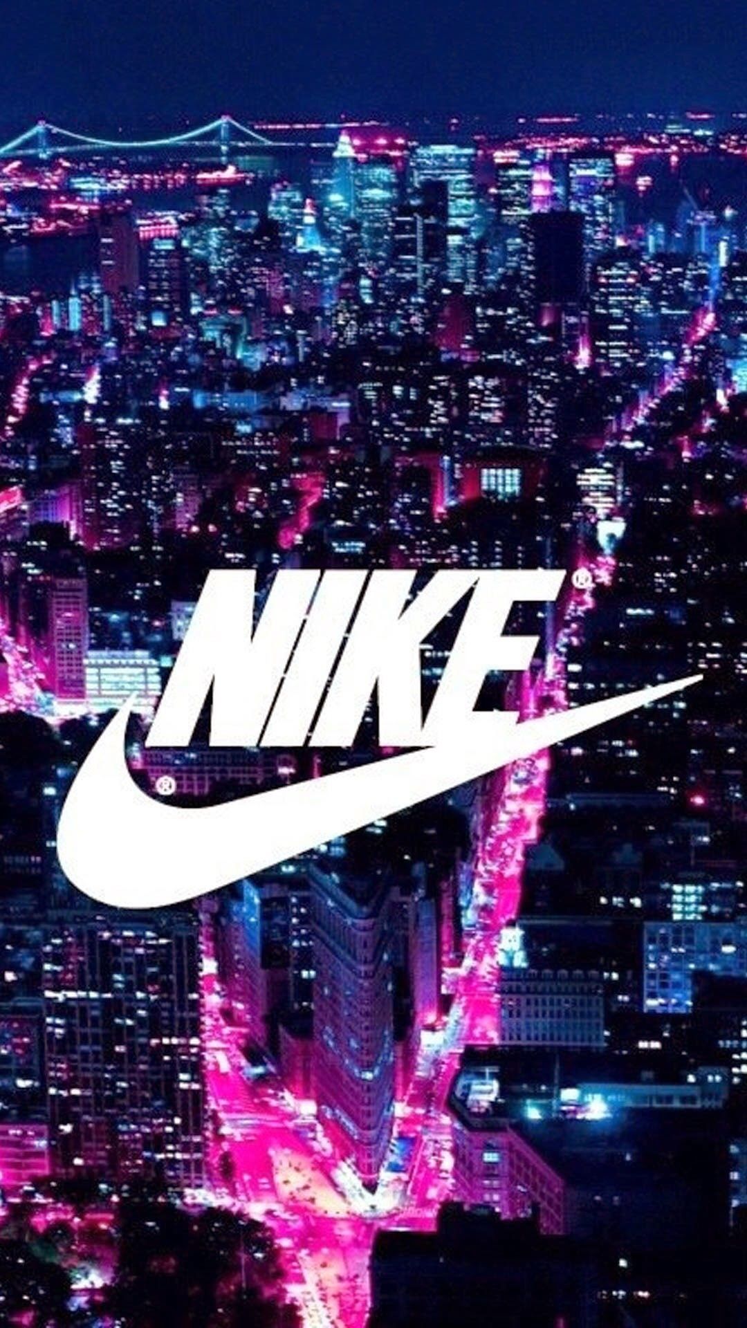 Logo Nike su città notturna, 1080x1920 Full HD Verticale, Smartphone