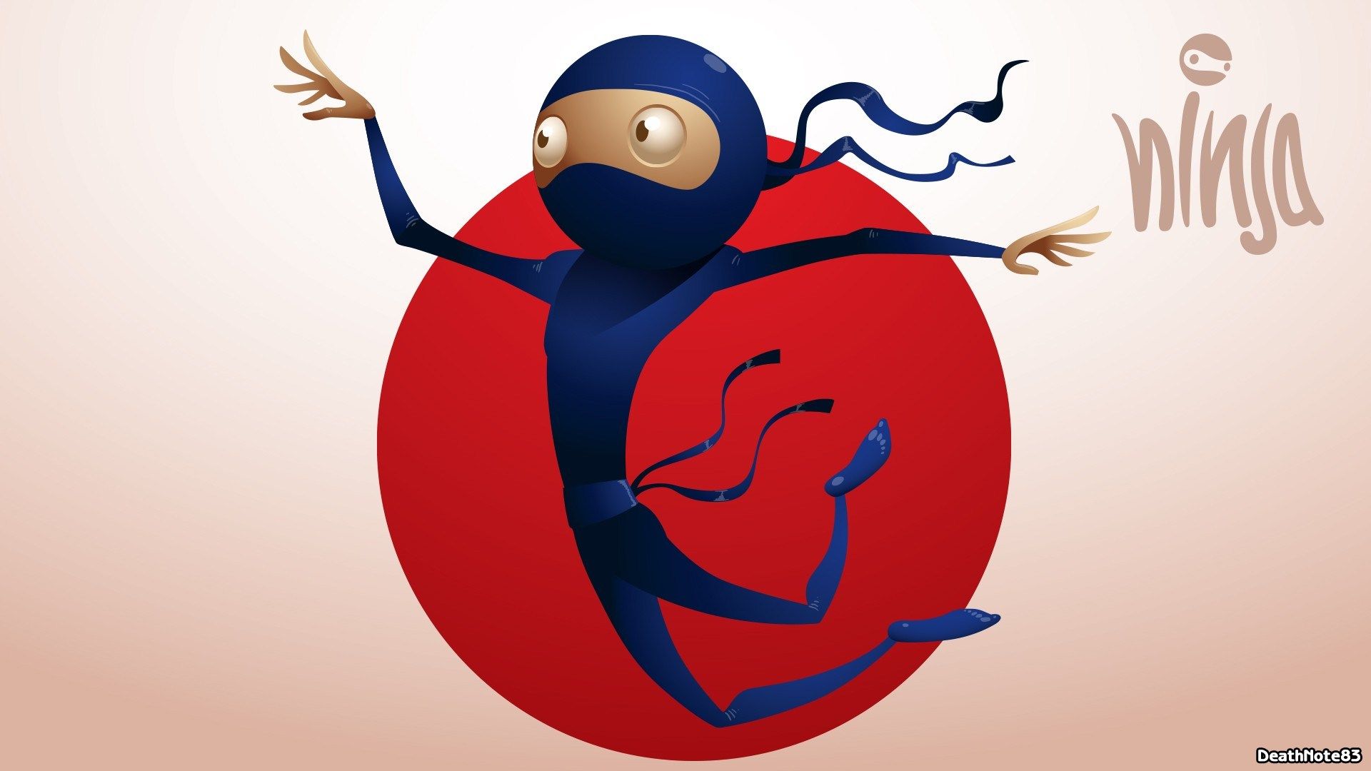 Ninja cartoon blu saltando, 1920x1080 1080p, Laptop