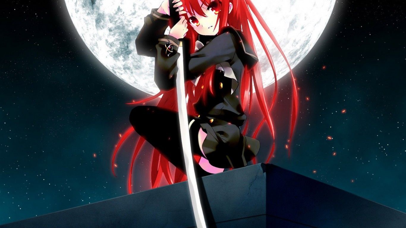Ninja cartone capelli rossi luna, 1366x768 HD, Desktop
