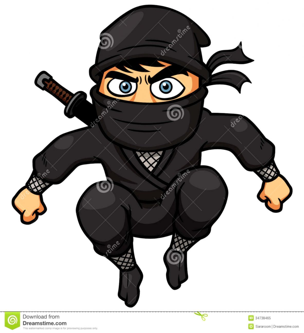 Ninja cartoon nero saltando, 1183x1292 Verticale, Android