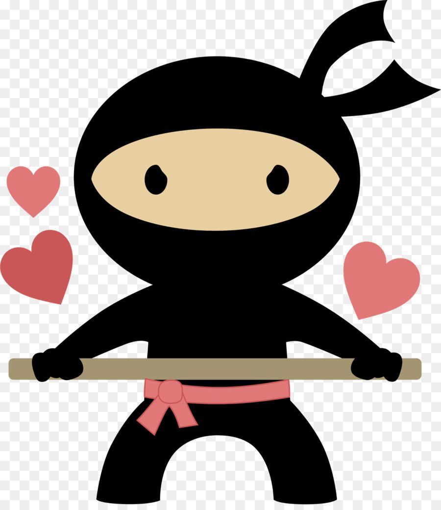 Ninja cartoon nero con cuori, 900x1040 Full HD Verticale, Smartphone