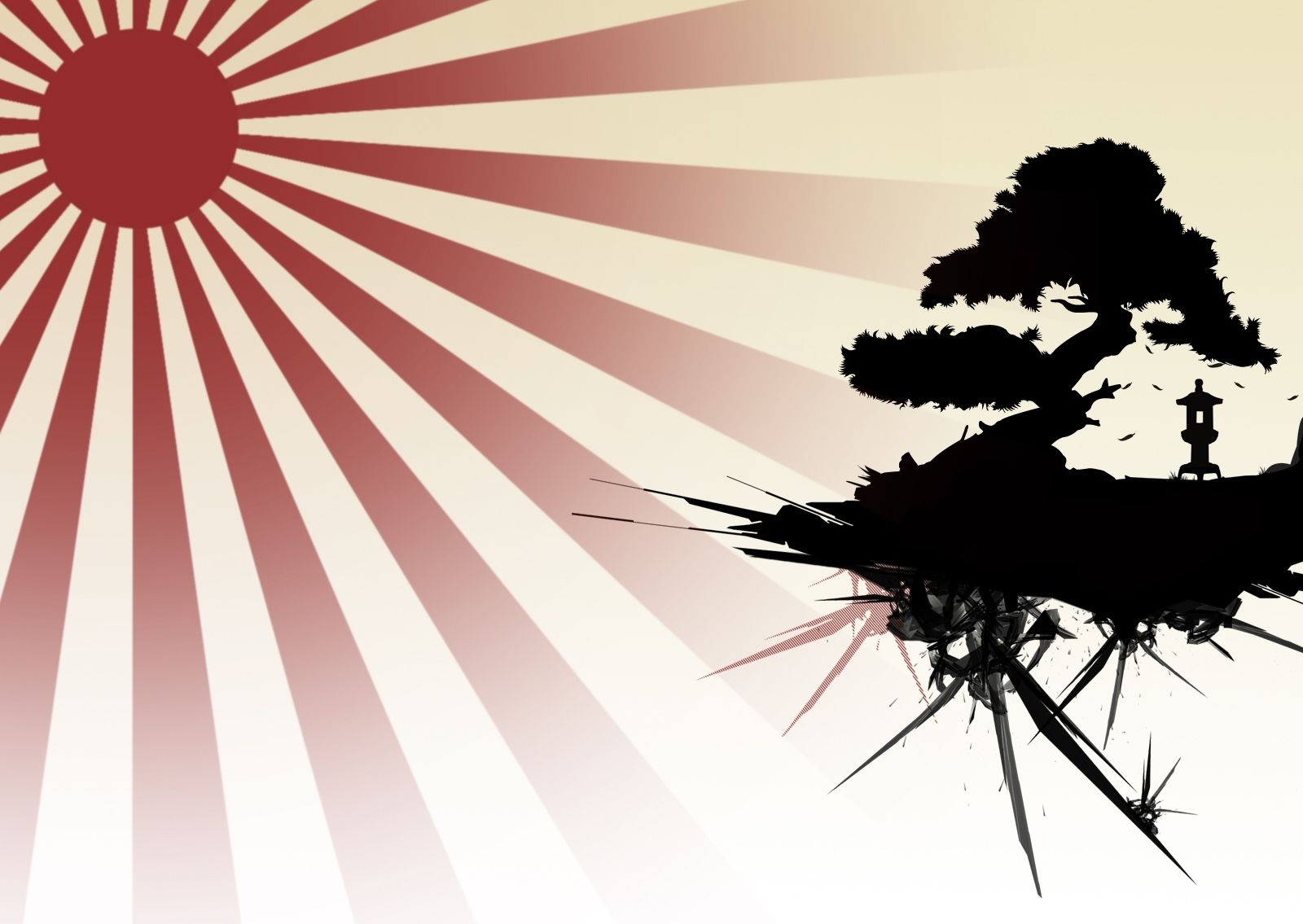 Bandiera Rising Sun con silhouette ninja, 1600x1135 HD, Laptop