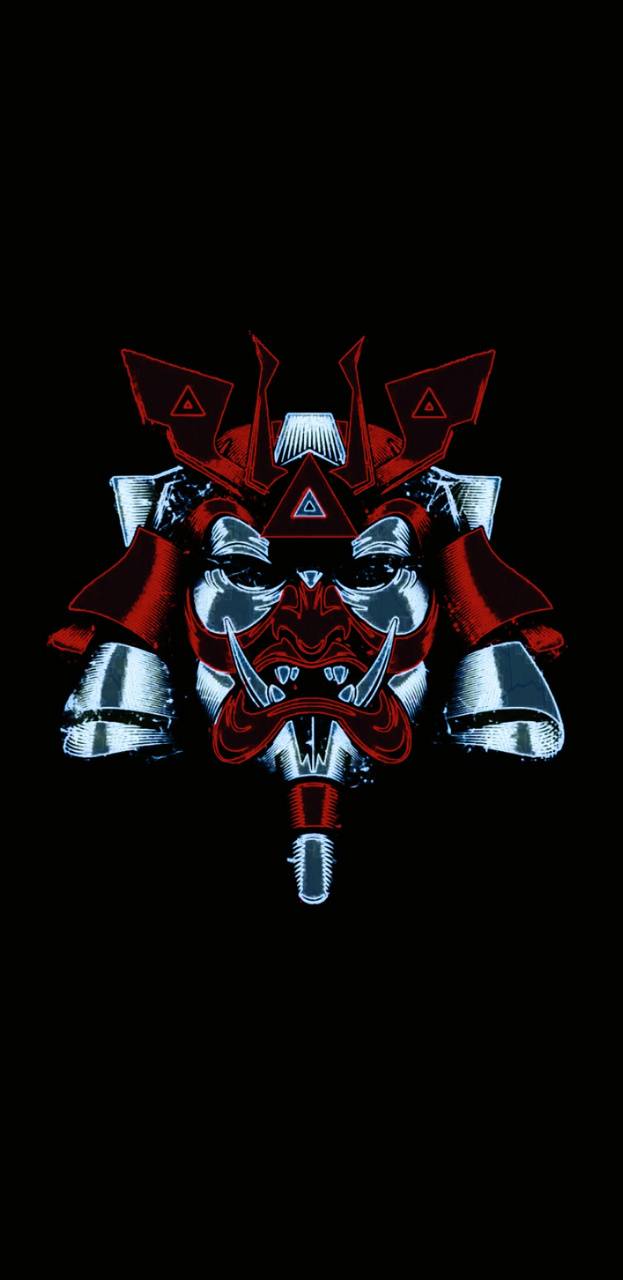 Maschera samurai rosso argento, 623x1280 Full HD Verticale, iPhone