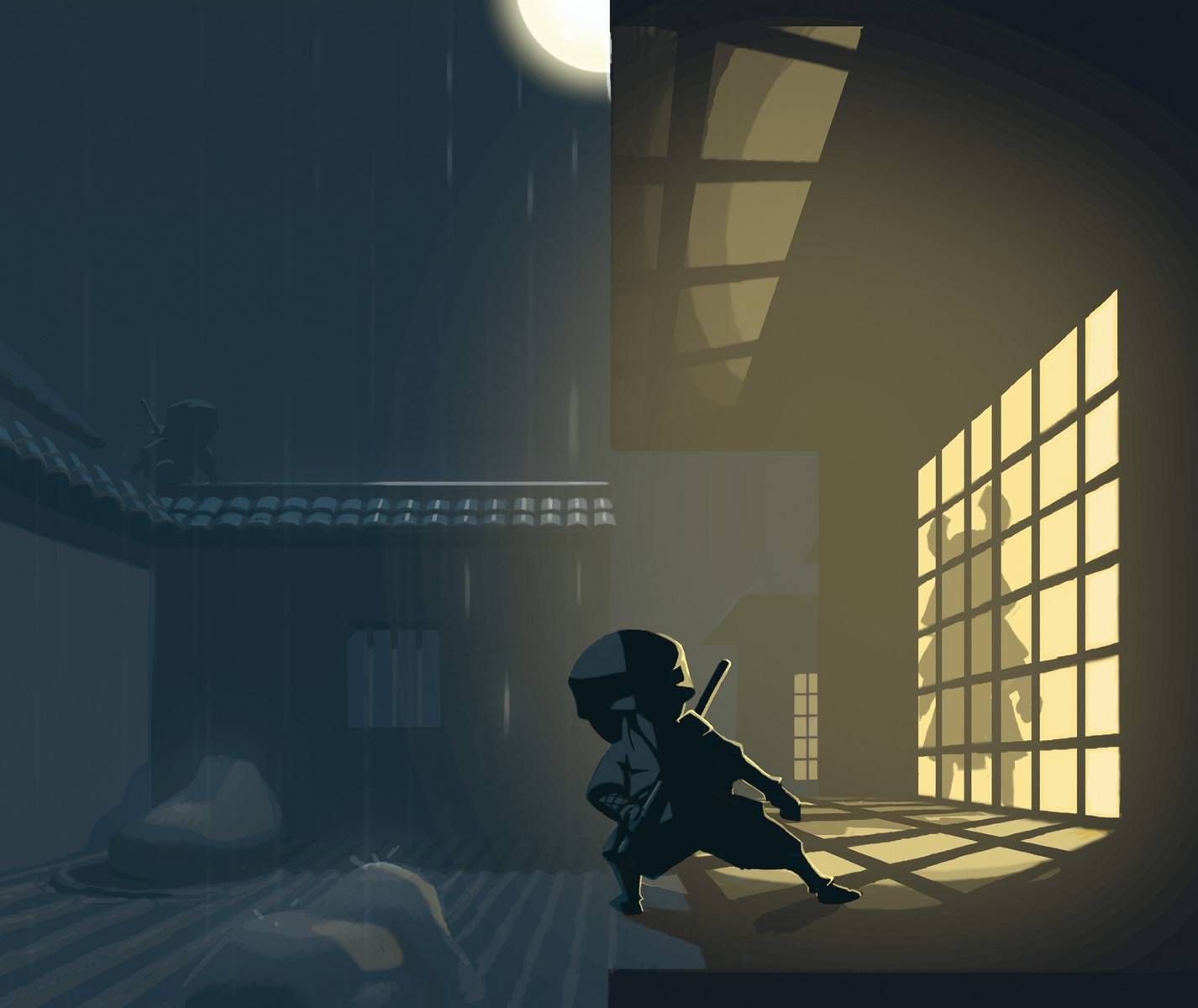 Ninja silhouette tetto notturno, 1426x1200 720p, MacBook Air
