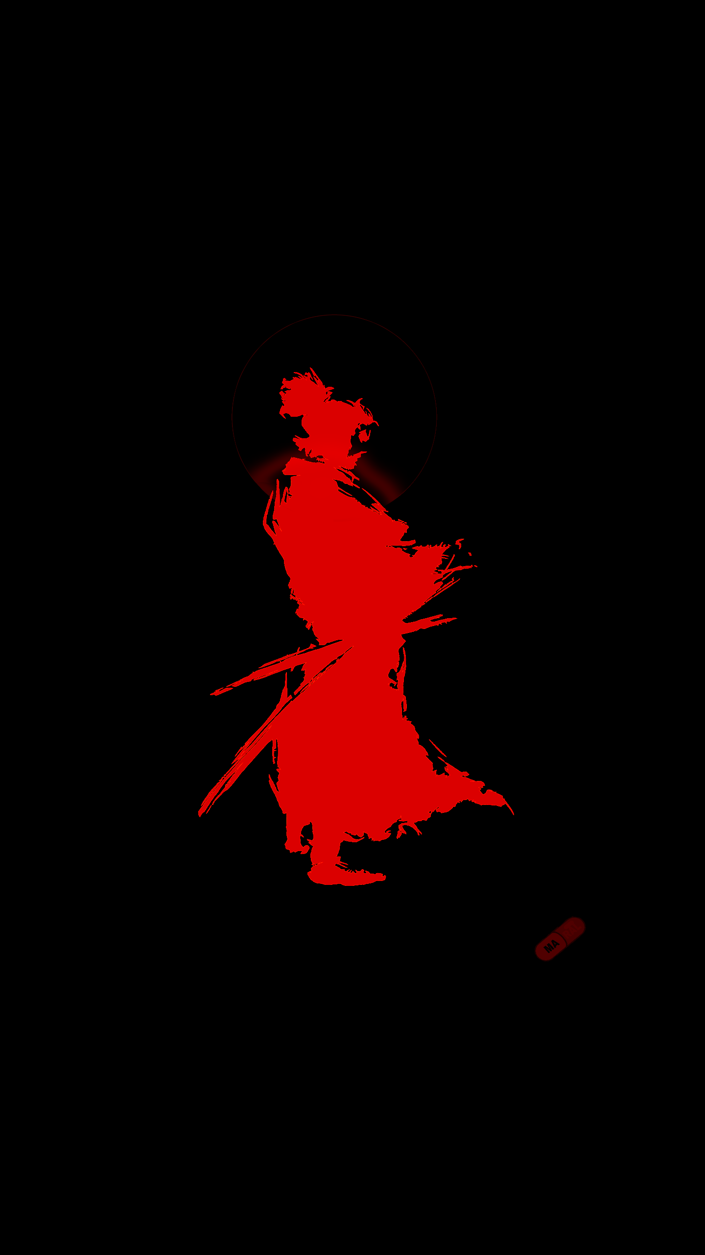 Silhouette samurai rossa nero, 1440x2560 Verticale, Mobile