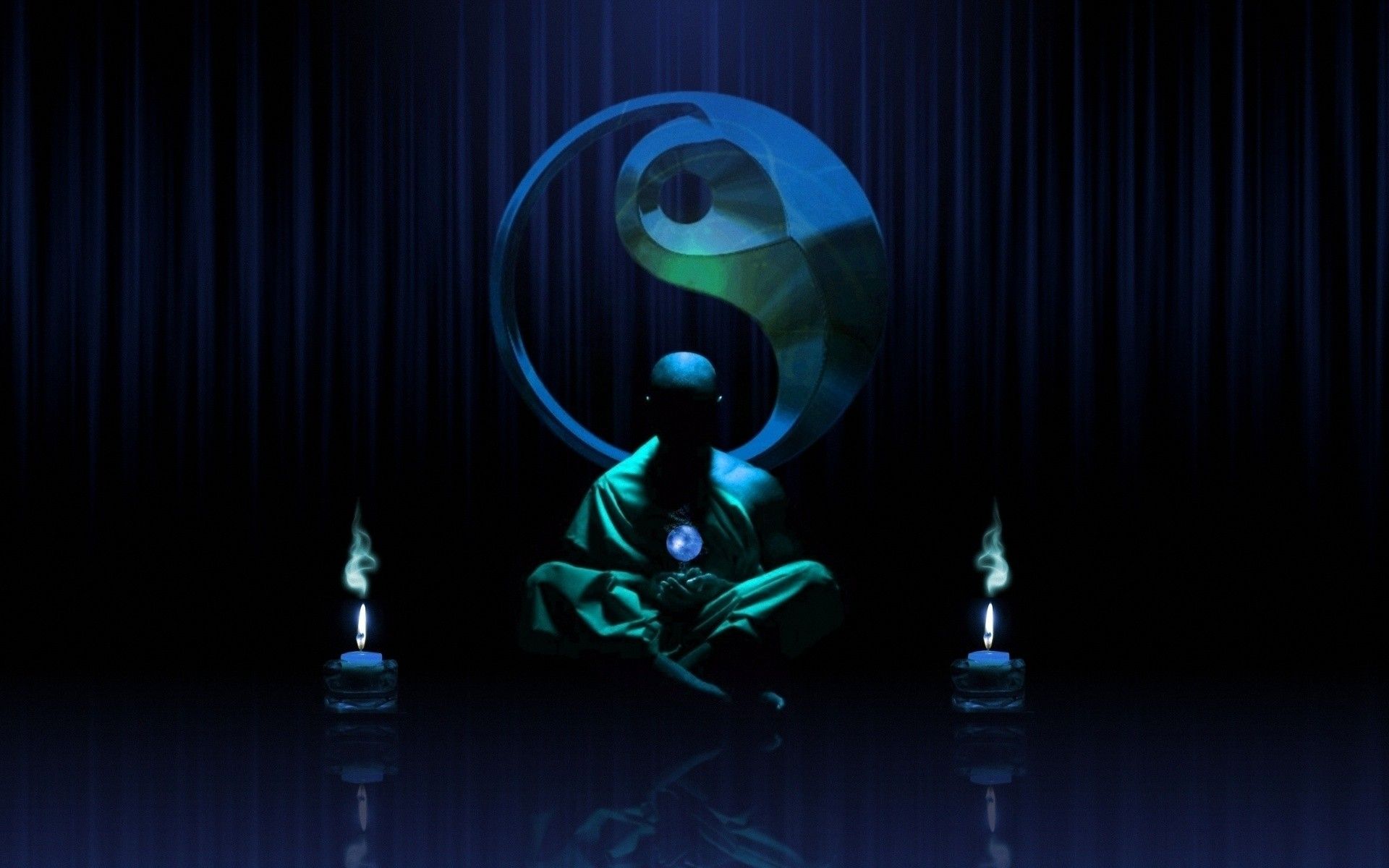 Ninja meditante con simbolo yin-yang, 1920x1200 Full HD+, PC Desktop