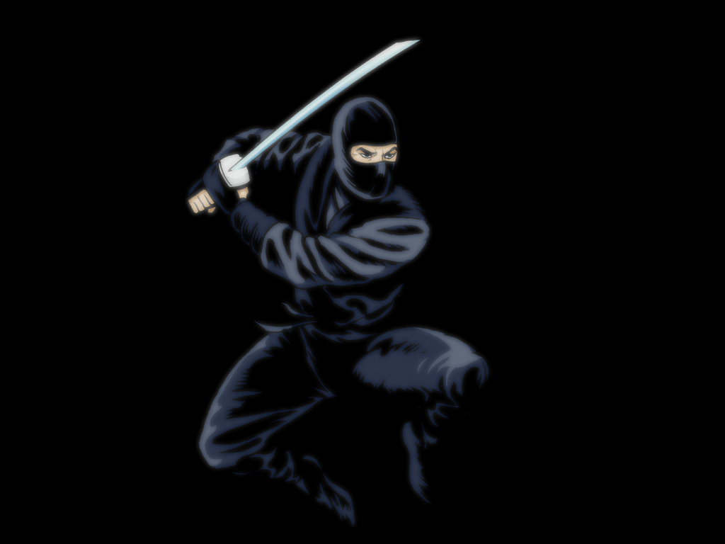 Ninja con spada su nero, 1024x768 HD, Desktop