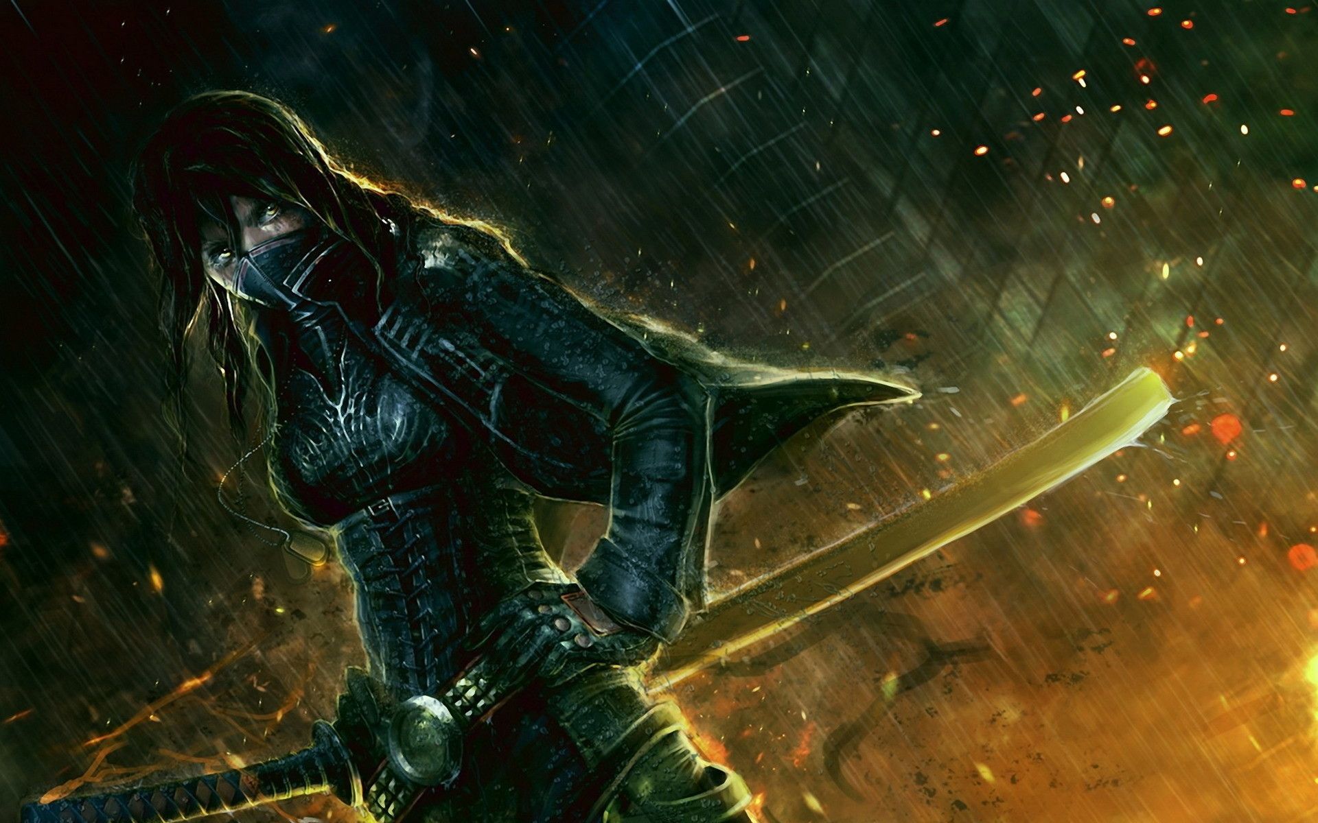 Ninja femmina con katana, 1920x1200 Full HD+ WUXGA, Laptop