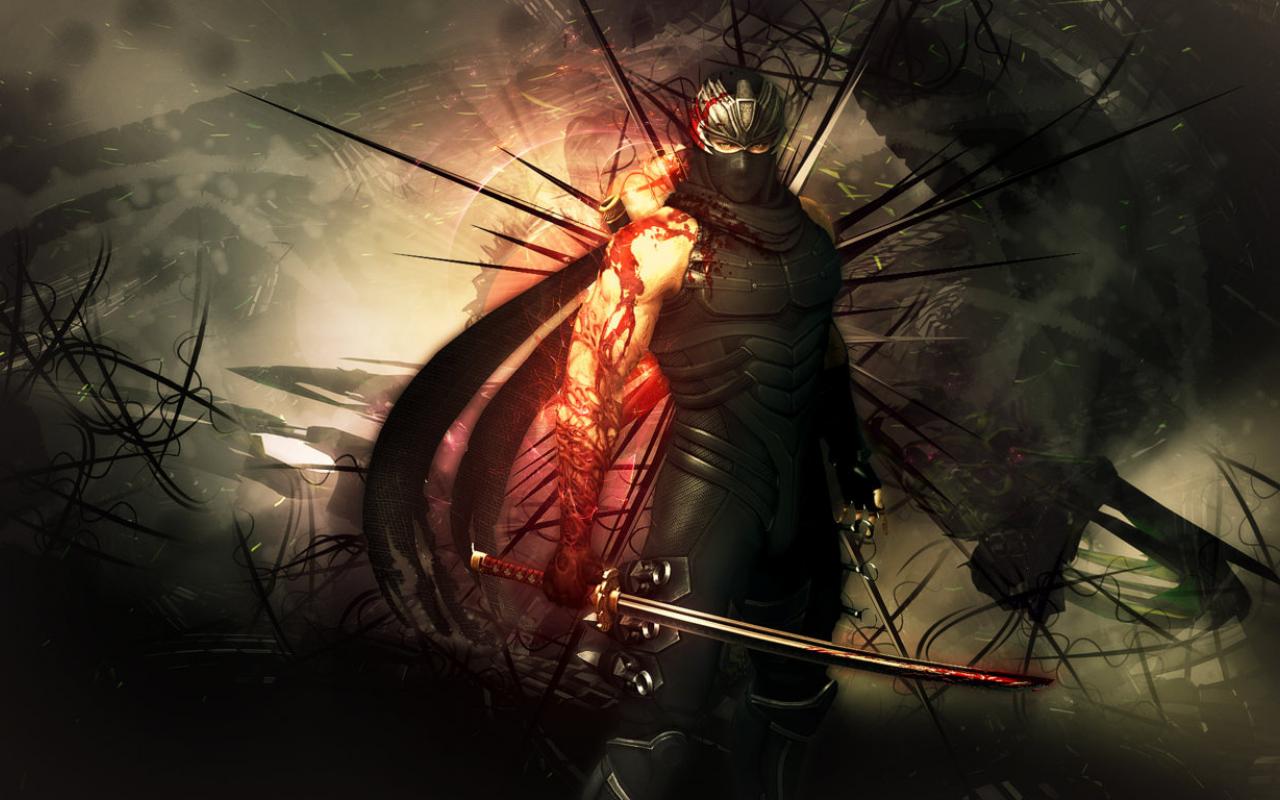 Ninja con spada e fiamme, 1280x800 HD, Desktop
