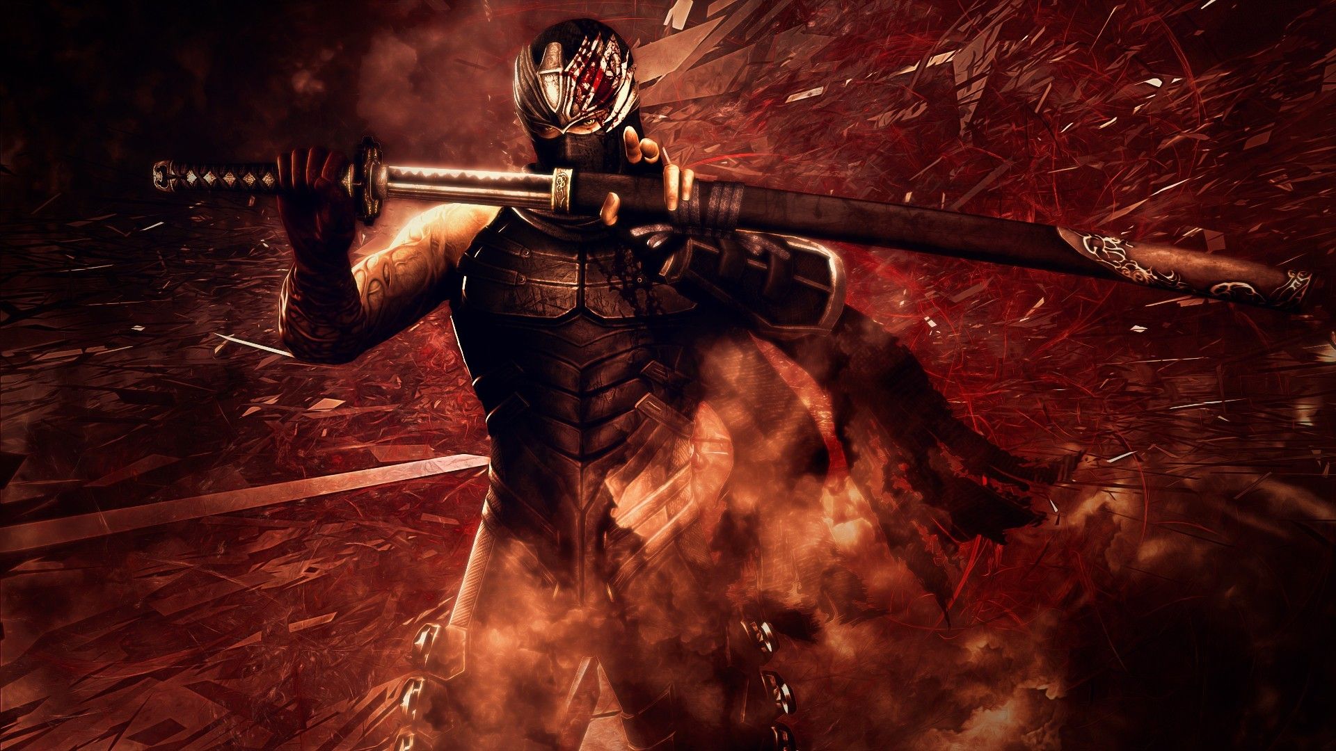 Ninja con katana rosso, 1920x1080 Full HD 1080p, PC