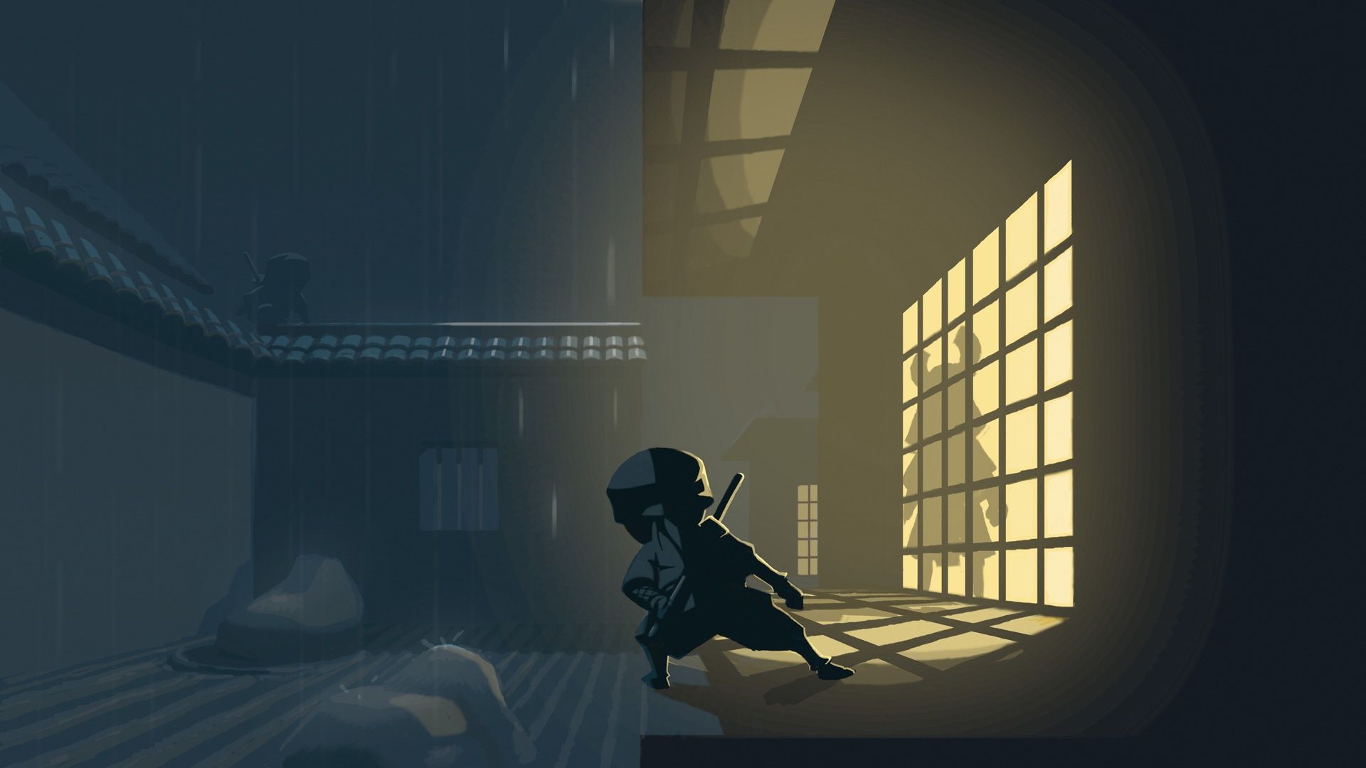 Ninja silhouette finestra illuminata, 1920x1080 Full HD 1080p, PC Desktop