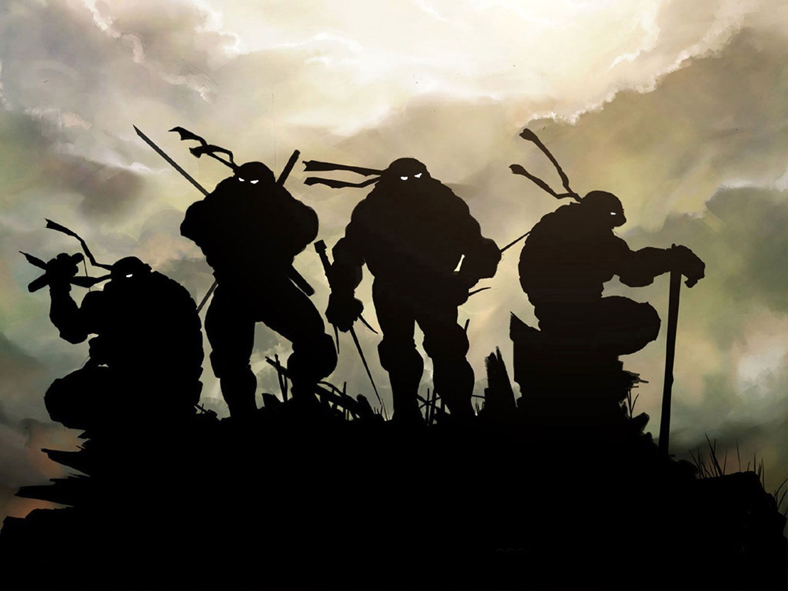 Silhouette Tartarughe Ninja, tartarughe mutanti, 1600x1200 HD Ready, Laptop