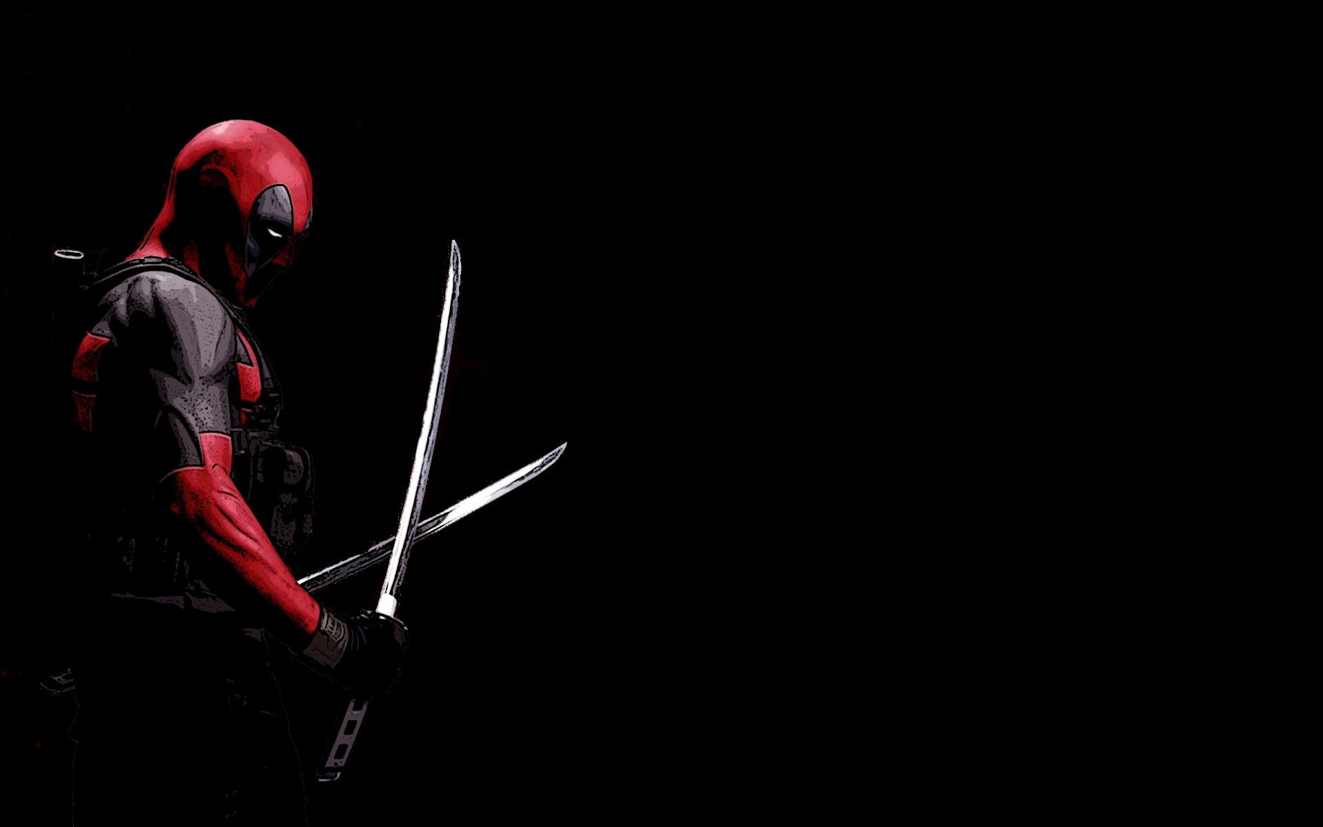 Deadpool con katane sfondo nero, 1920x1200 Full HD+, PC Desktop