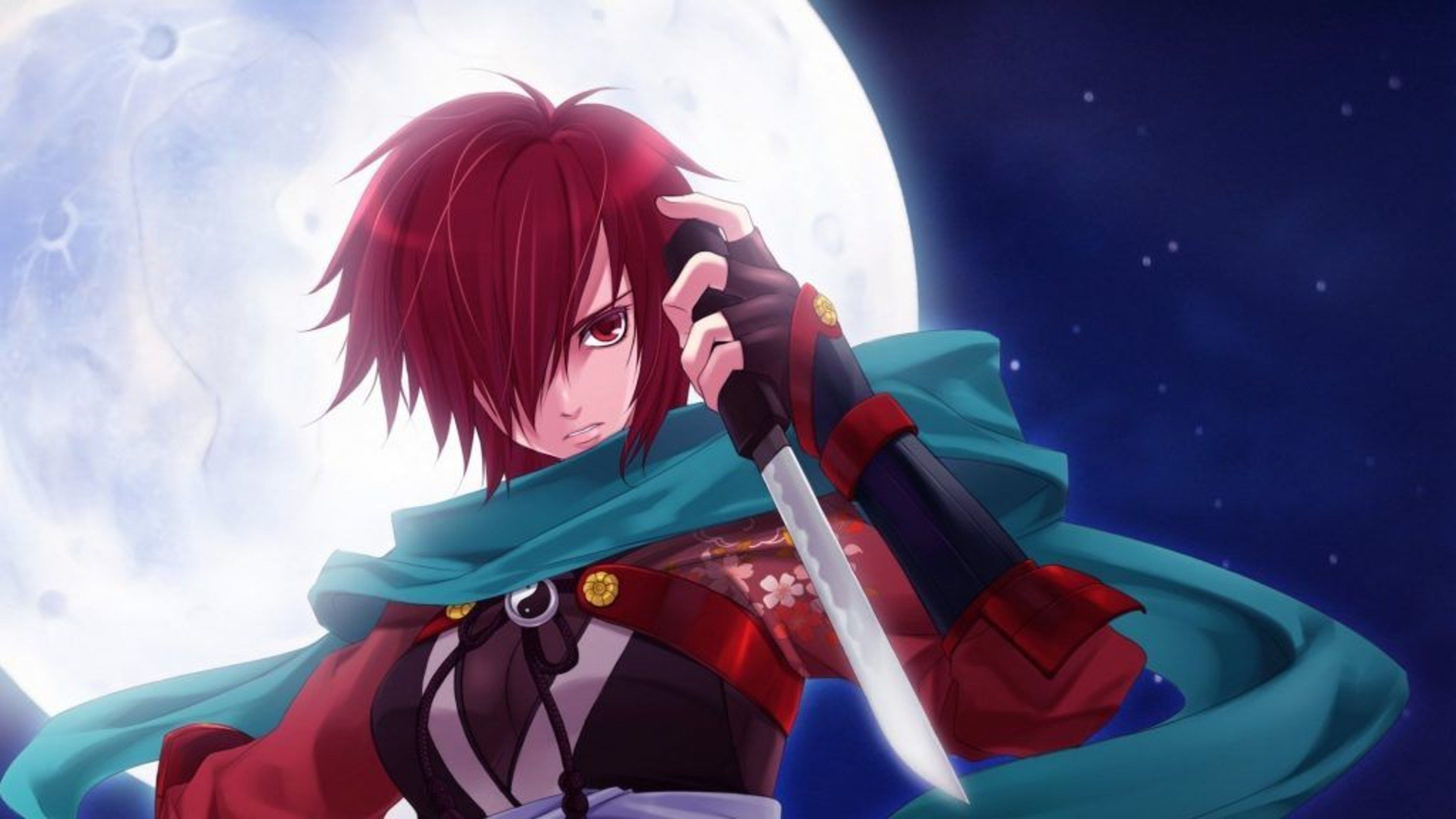 Ninja anime capelli rossi katana, 3413x1920 2K+, Laptop