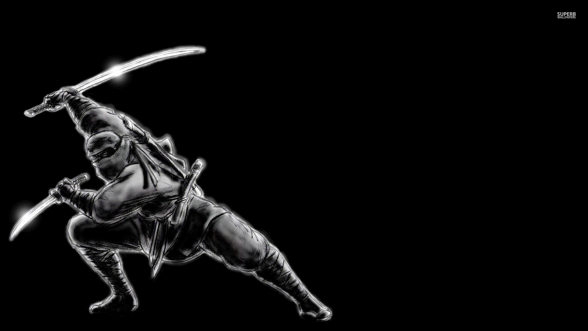 Ninja con spada bianco nero, 1920x1080 Full HD, Desktop