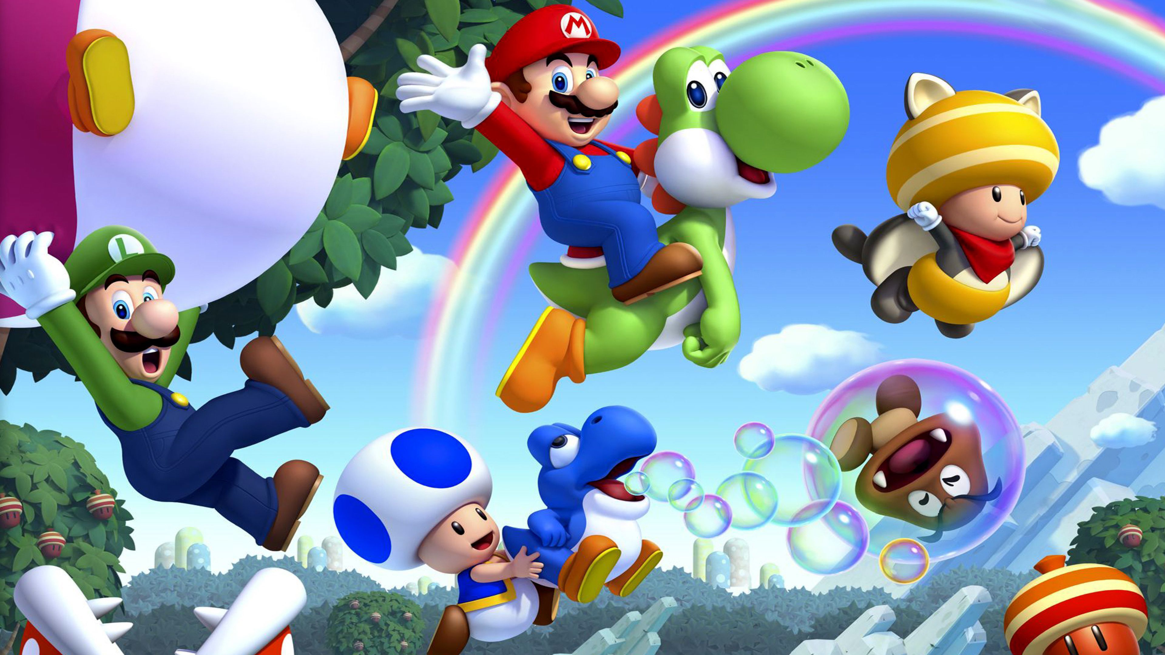 Mario, Luigi, Yoshi e Toad, idraulico, 3840x2160 4K, Desktop 4K