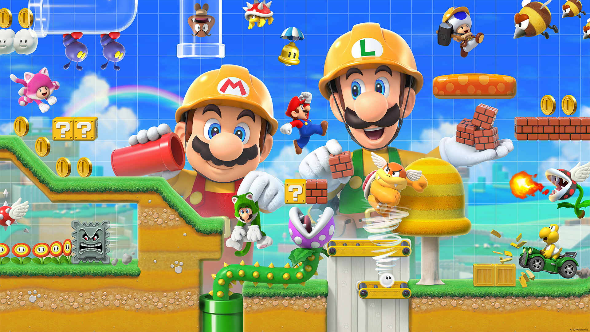 Mario e Luigi, Super Mario Maker, idraulico, 1920x1080 Full HD 1080p, Laptop