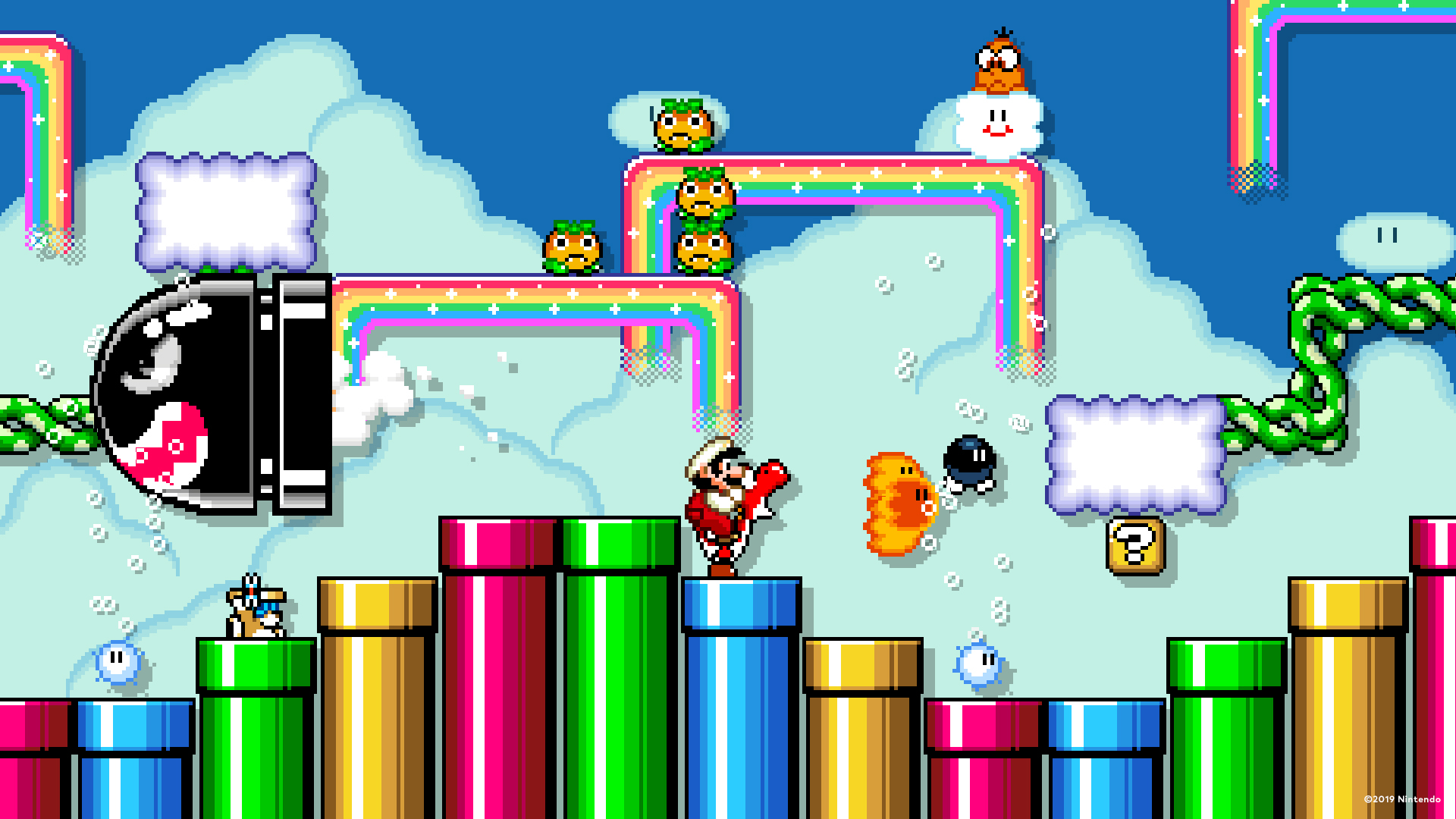 Mario tubi arcobaleno pixel art, Nintendo, 1920x1080 Full HD, Desktop