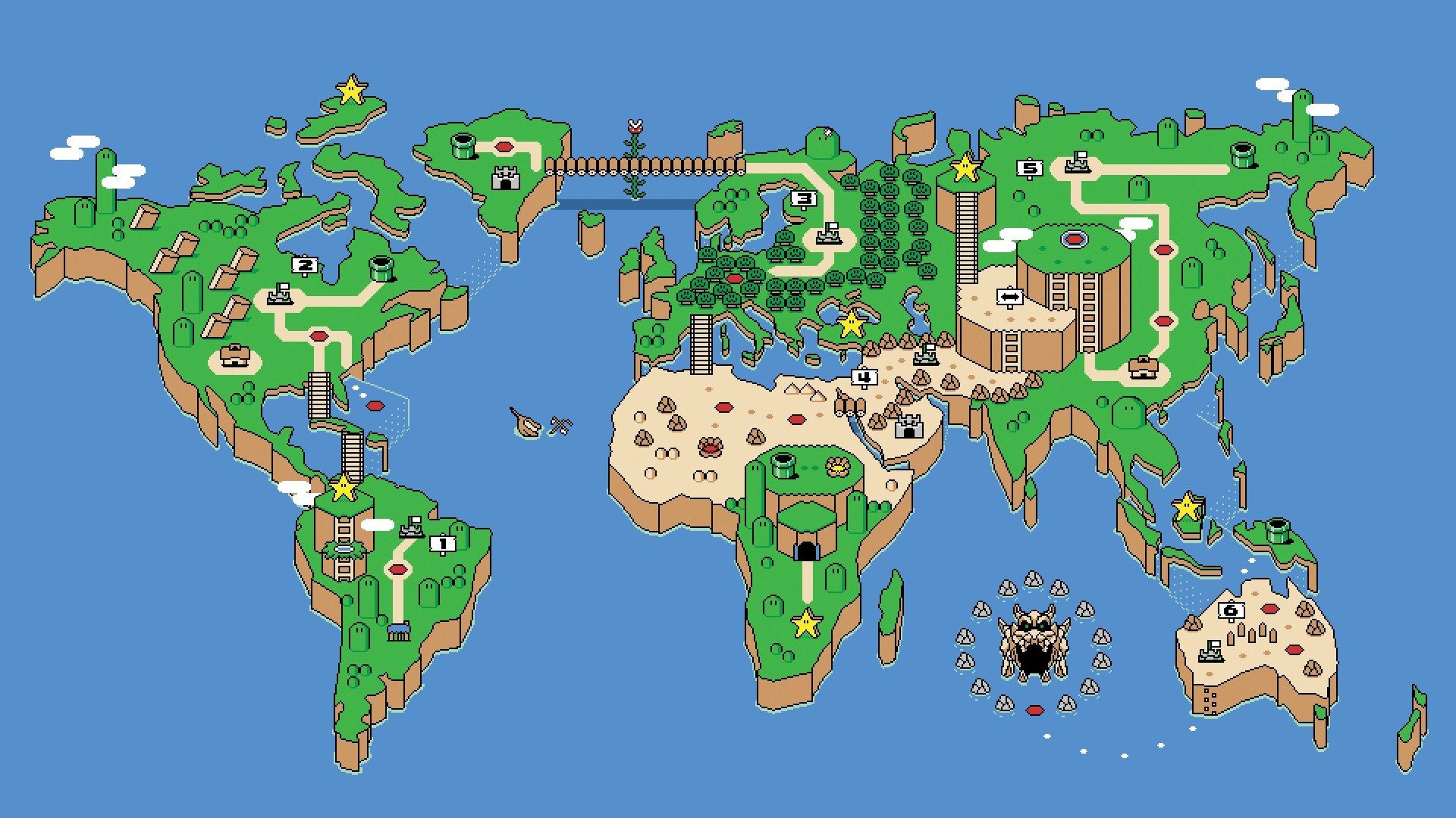 Mappa mondo stile Super Mario, 1920x1080 Full HD 1080p, Desktop