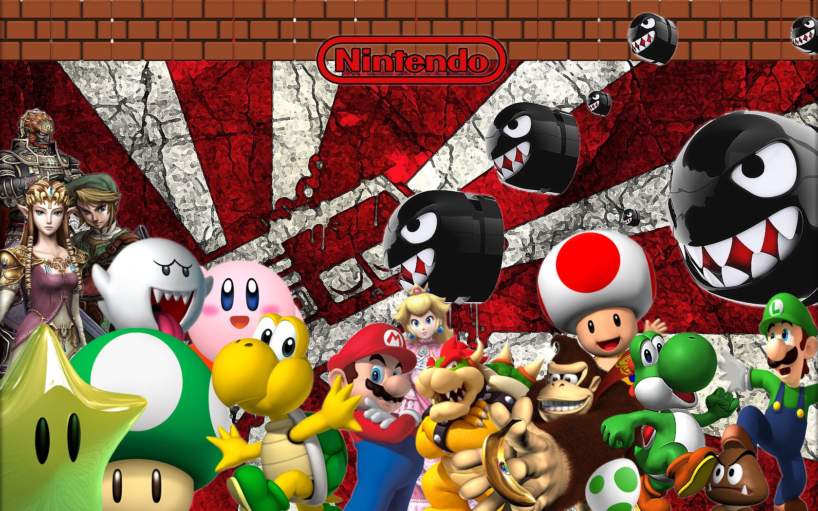 Personaggi Nintendo collage Mario, 1680x1050 HD Ready, PC