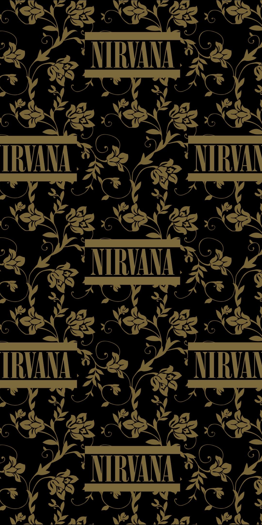 Logo Nirvana floreale dorato, 1080x2160 Full HD Verticale, iPhone