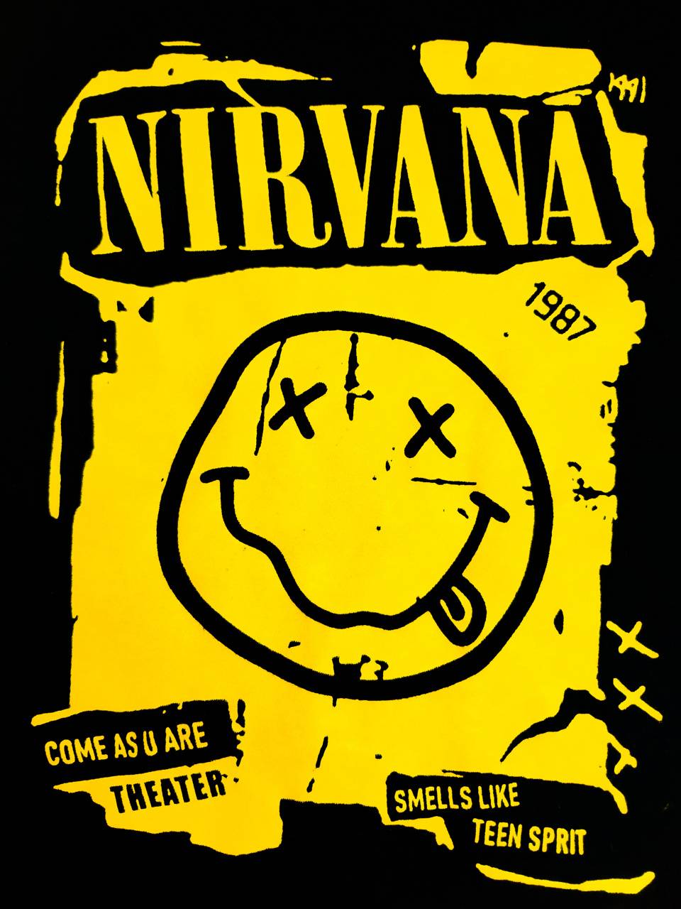 Nirvana smiley face poster, Kurt Cobain, 960x1280 Verticale, Mobile
