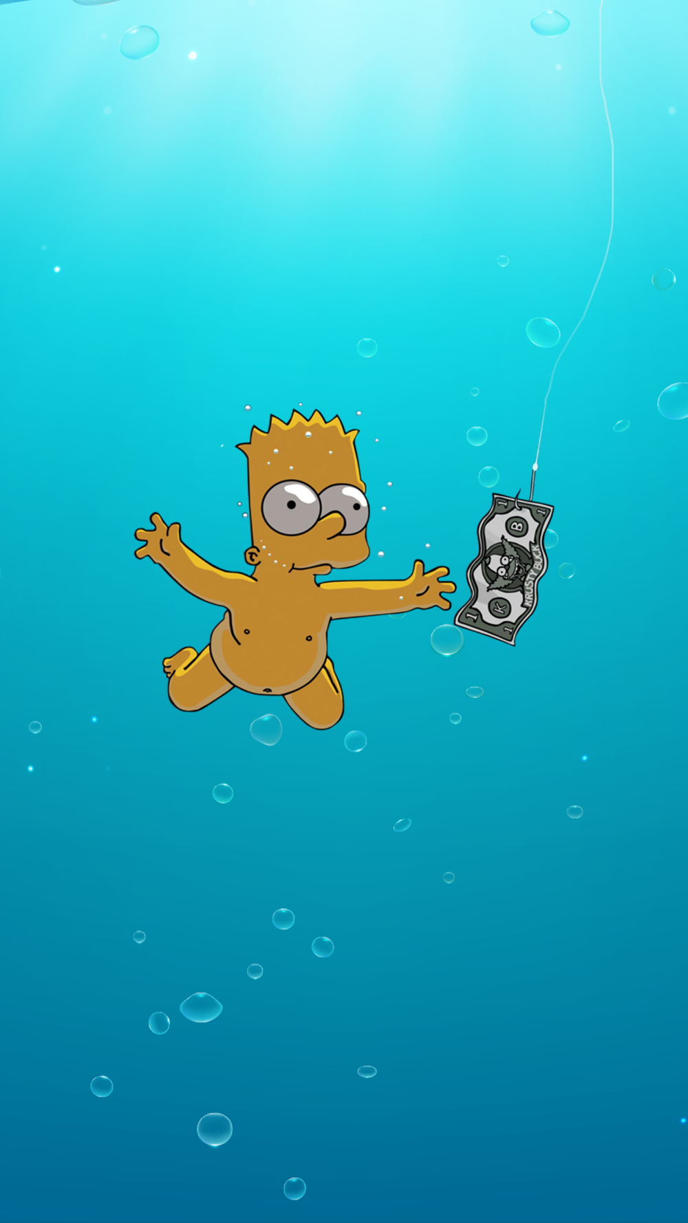 Bart Simpson Nirvana subacqueo, Kurt Cobain, 1000x1777 Full HD Verticale, Smartphone