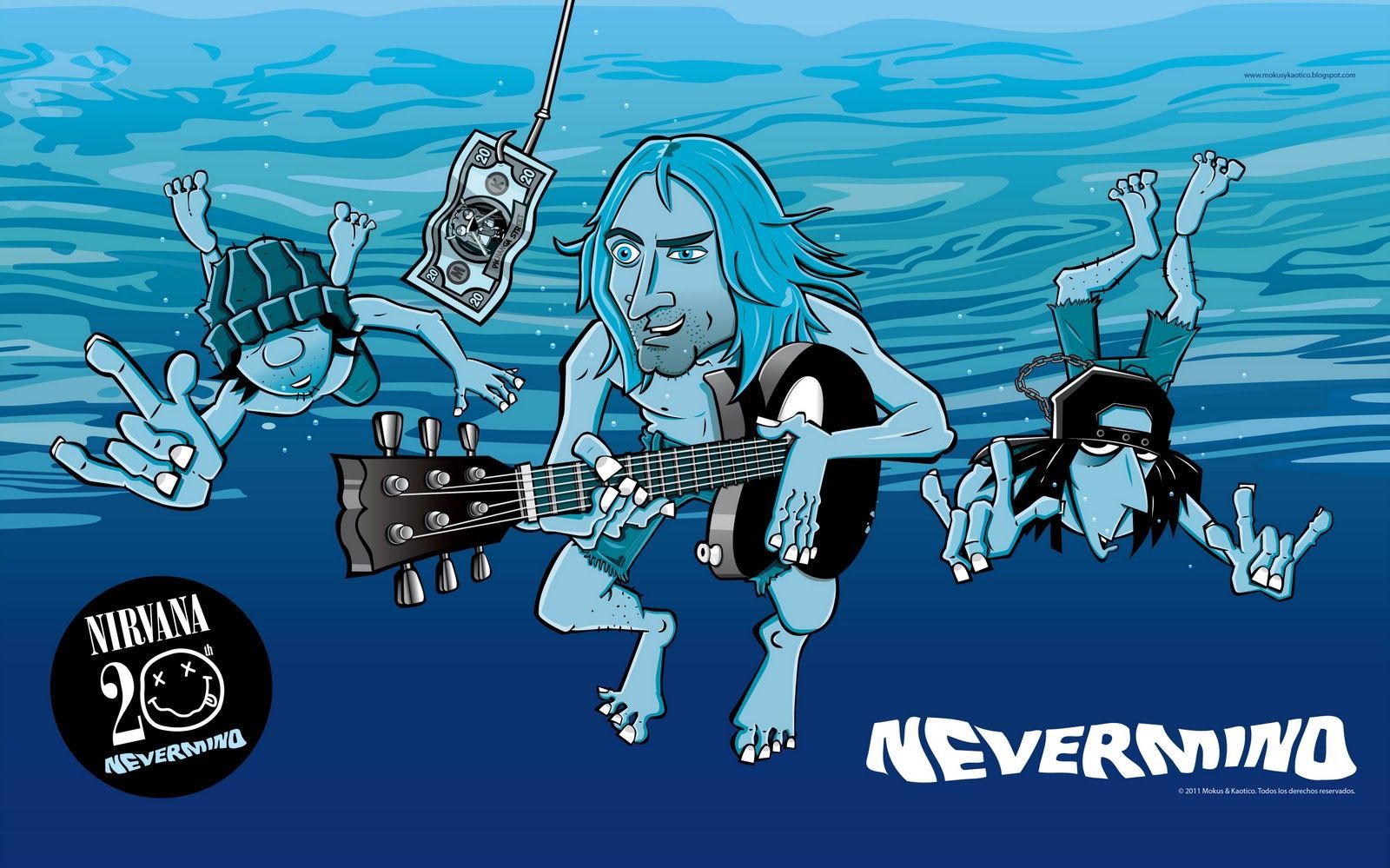 Nirvana Nevermind cartoon parodia, 1600x999 900p, Desktop