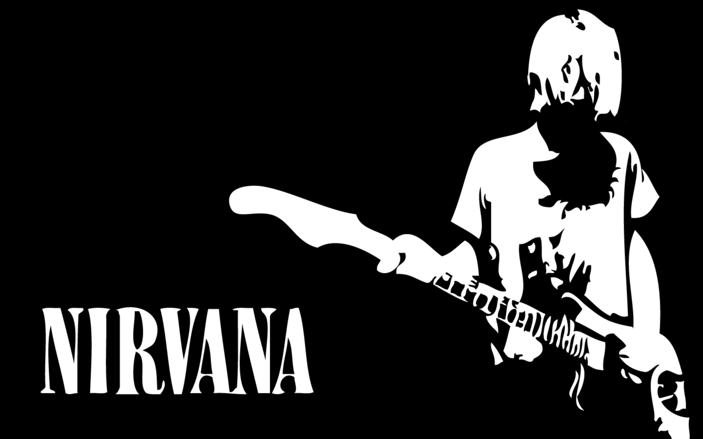 Nirvana logo chitarrista silhouette, 1440x900 HD, Desktop