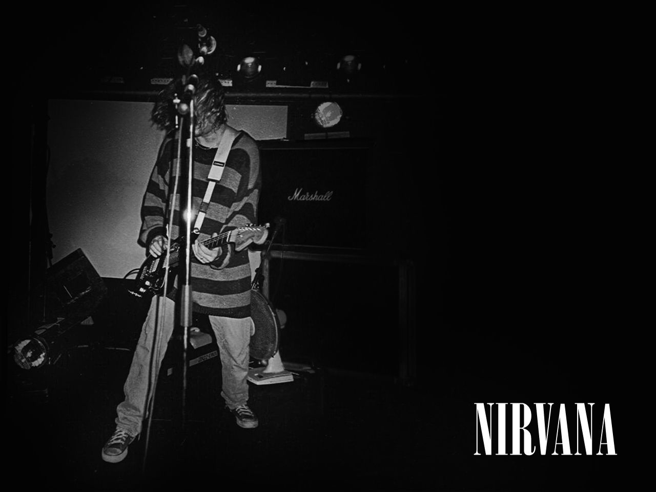 Nirvana band, palco bianco e nero, 1280x960 720p, PC