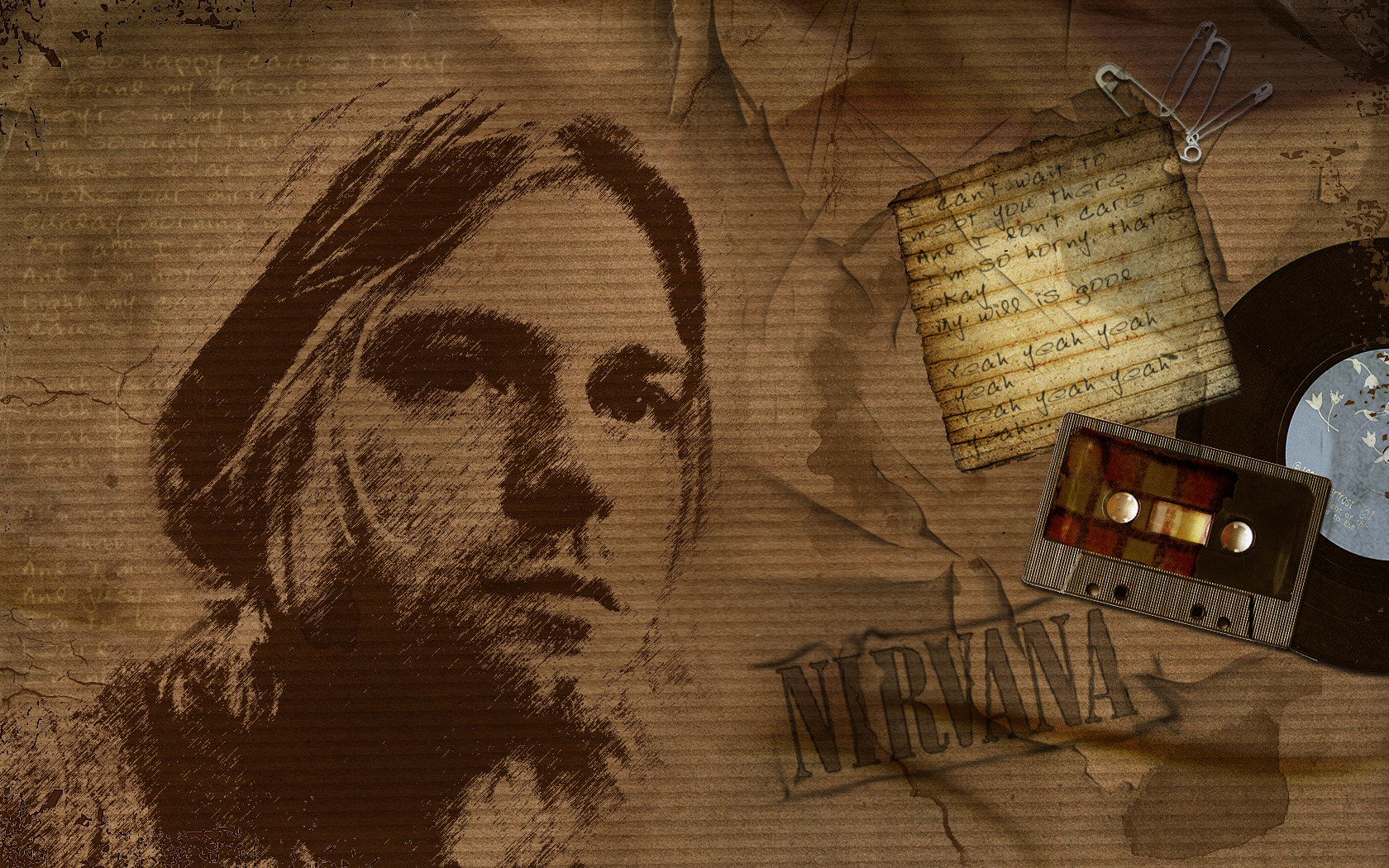 Kurt Cobain con chitarra, bianco e nero, 1920x1200 WUXGA, PC
