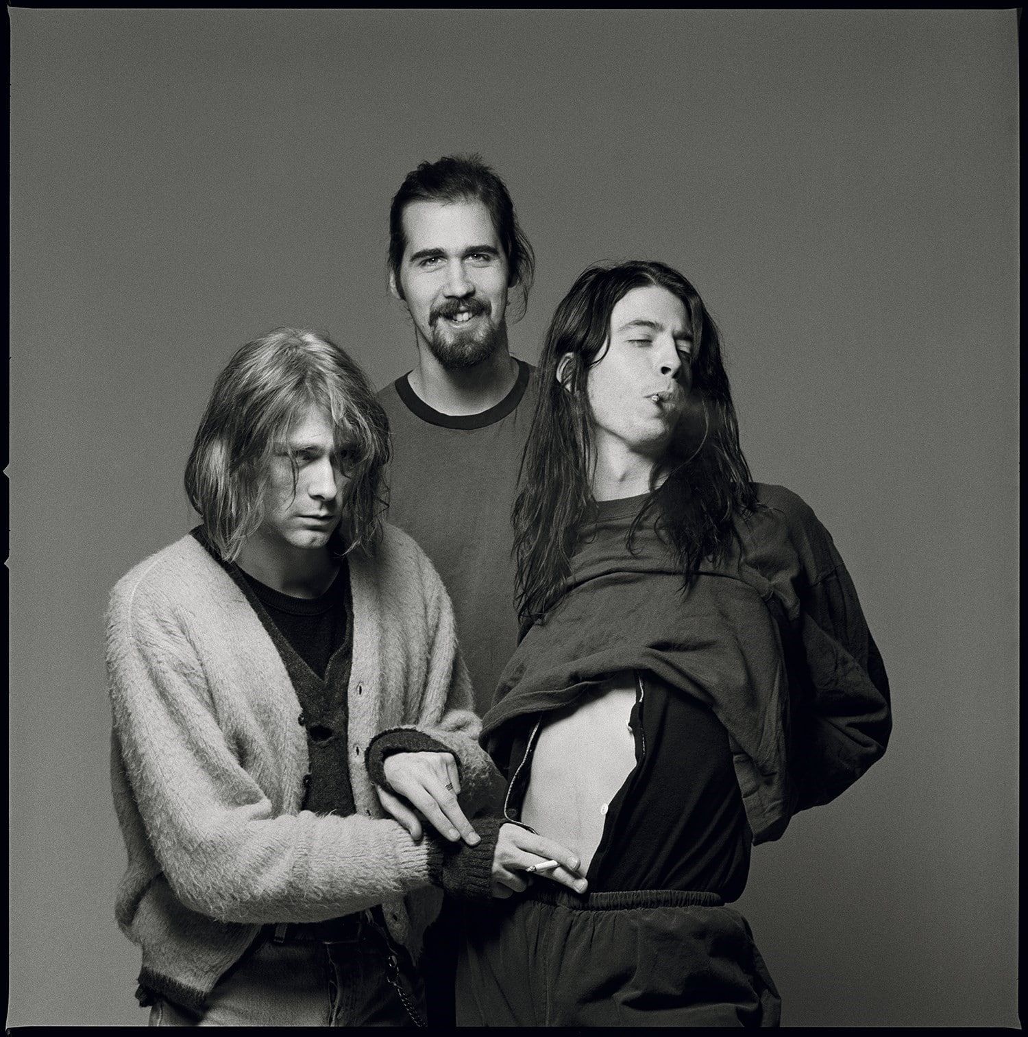Nirvana banda foto bianco nero, grunge, 1500x1512 Full HD Verticale, iPhone