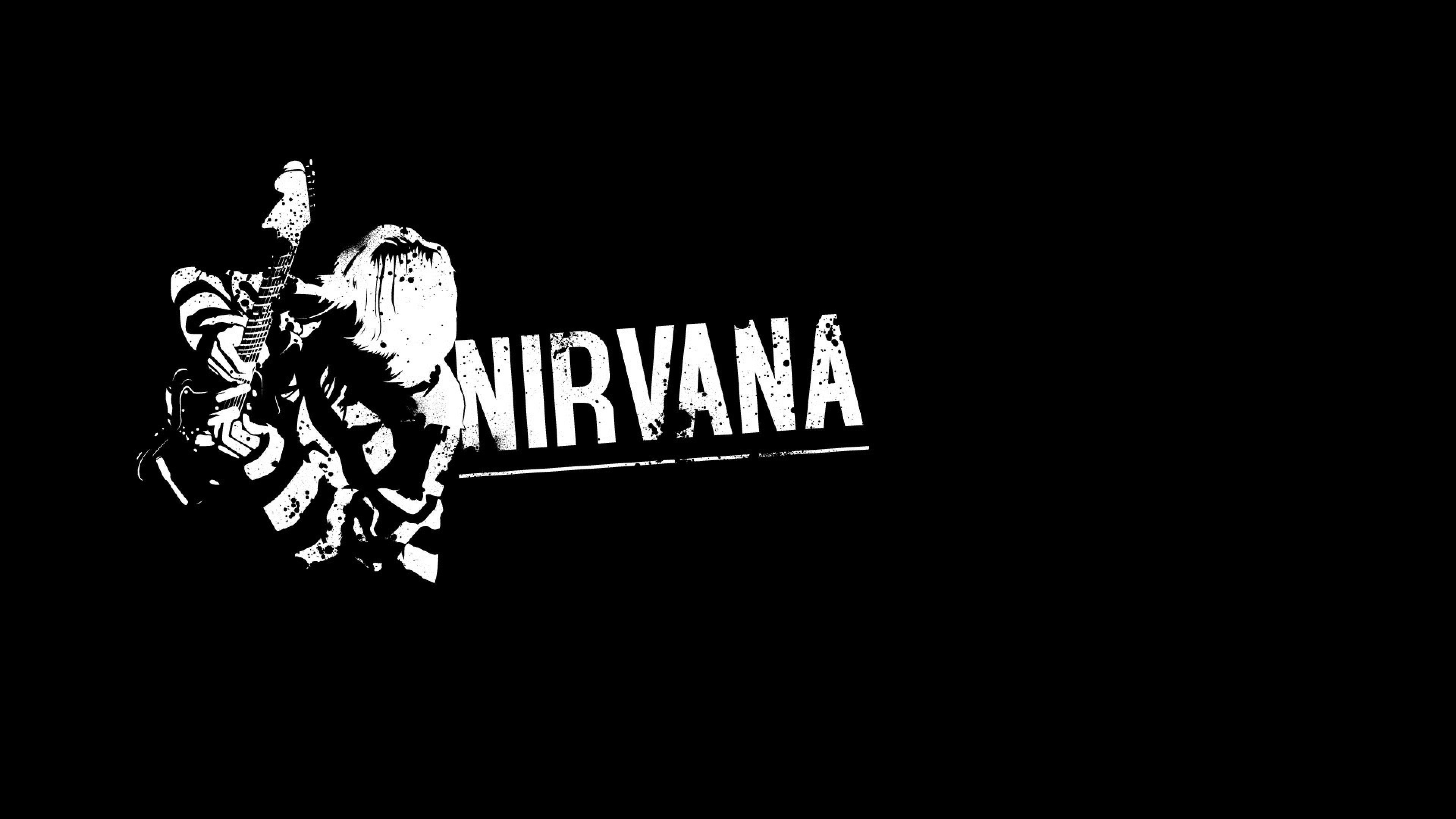 Logo Nirvana bianco nero, 3840x2160 Ultra HD, 4K TV