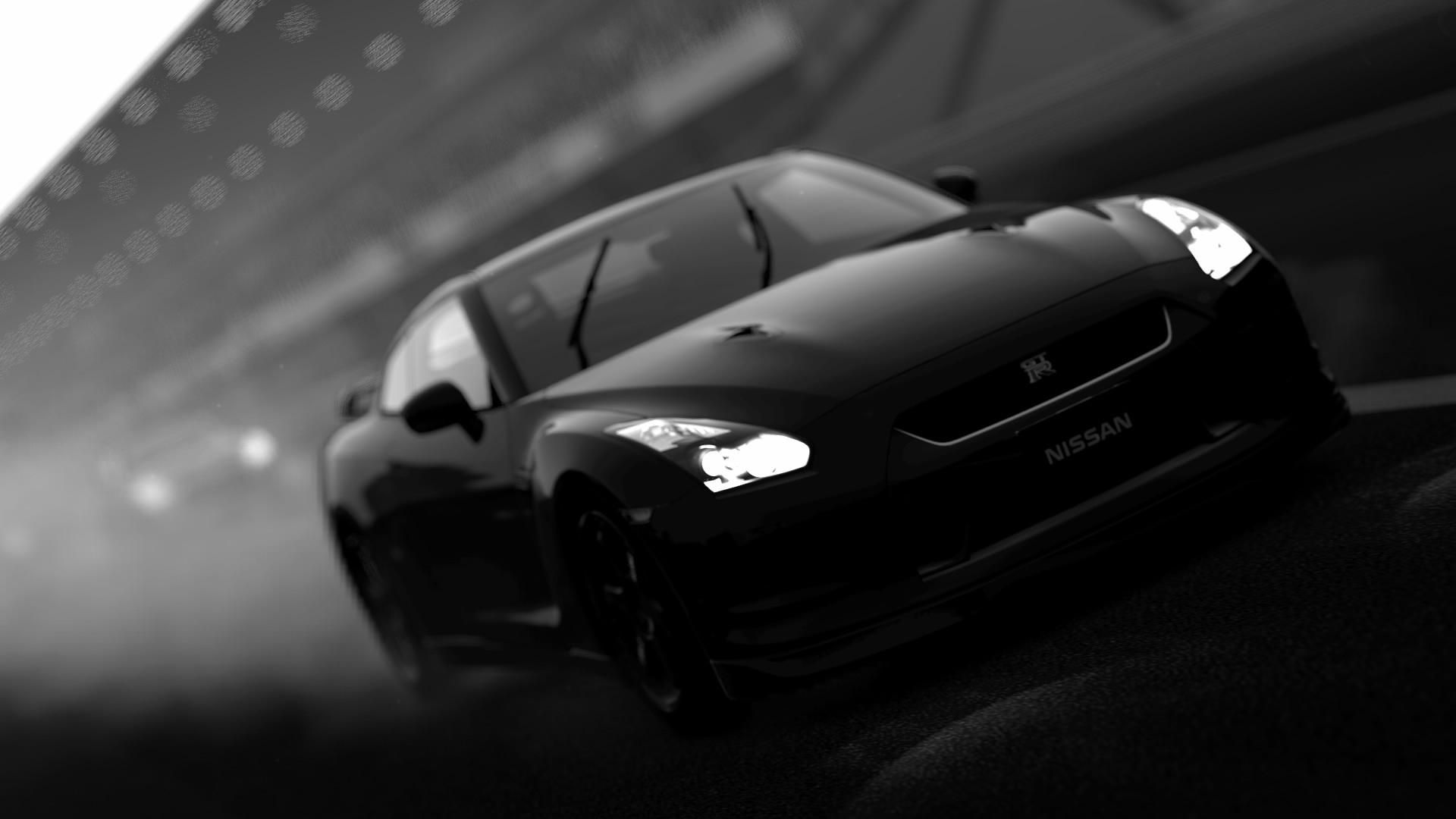 Nissan GTR nera in movimento, 1920x1080 Full HD 1080p, Desktop