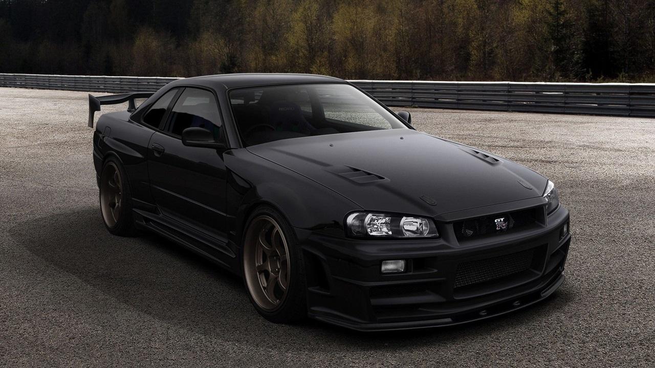Nissan GTR nera, 1280x720 720p, PC