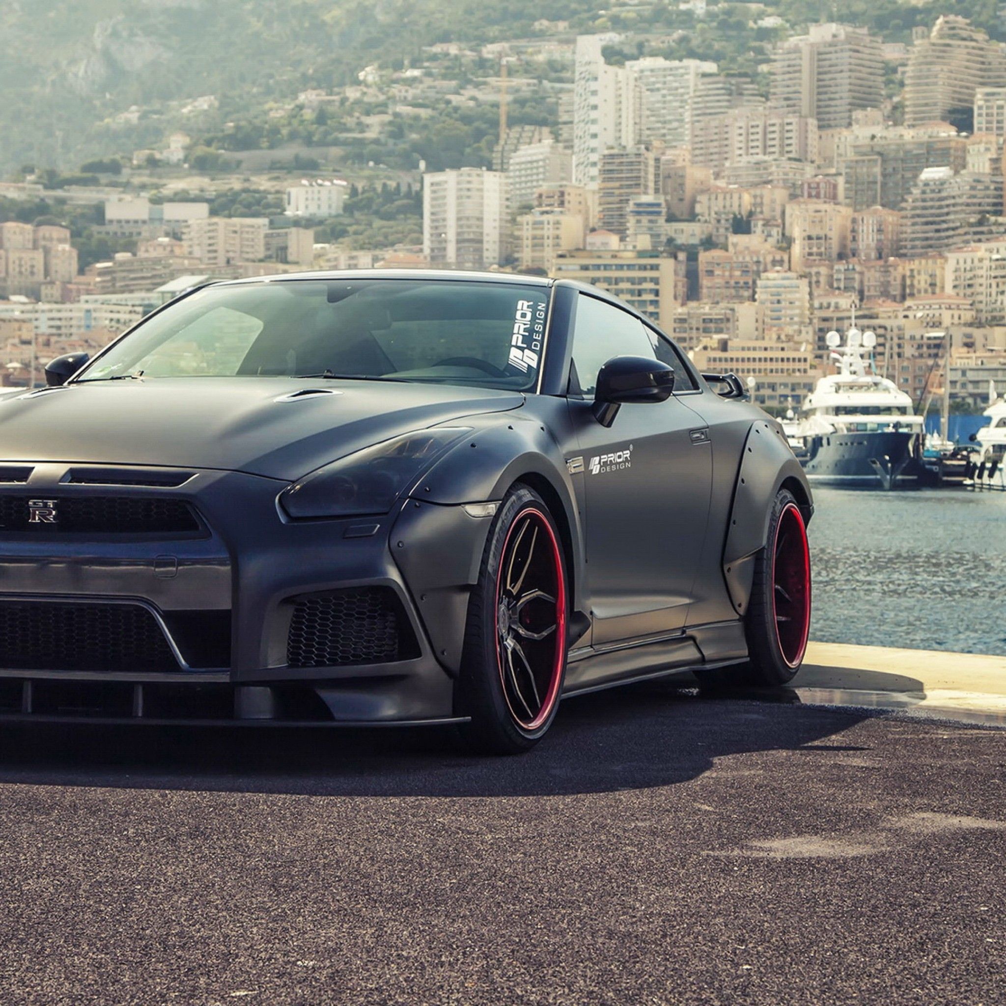 Nissan GTR nera Monaco, 2048x2048 2K, Desktop