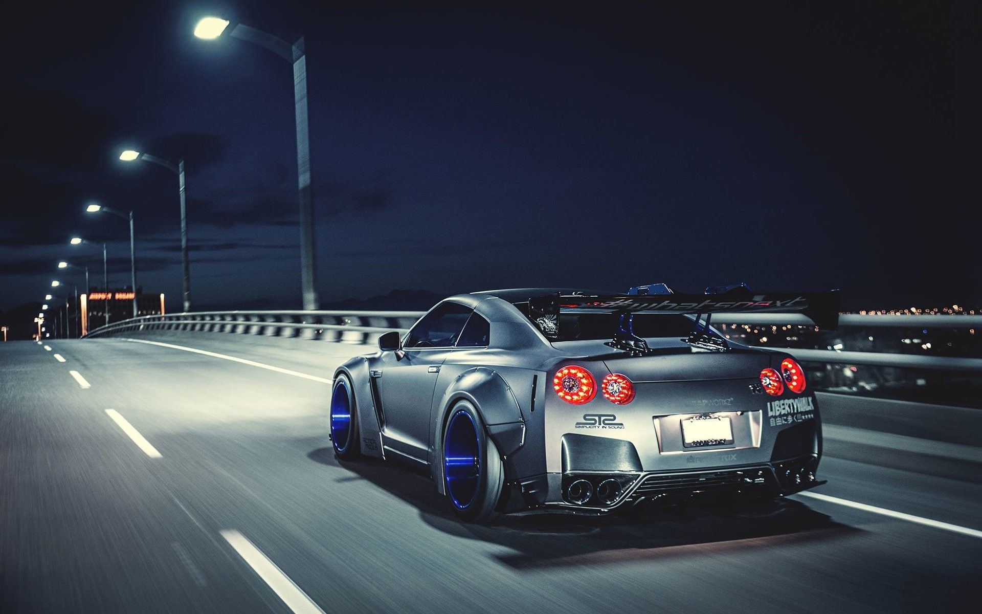 Nissan GTR nera notturna, 1920x1200 Full HD+ WUXGA, PC