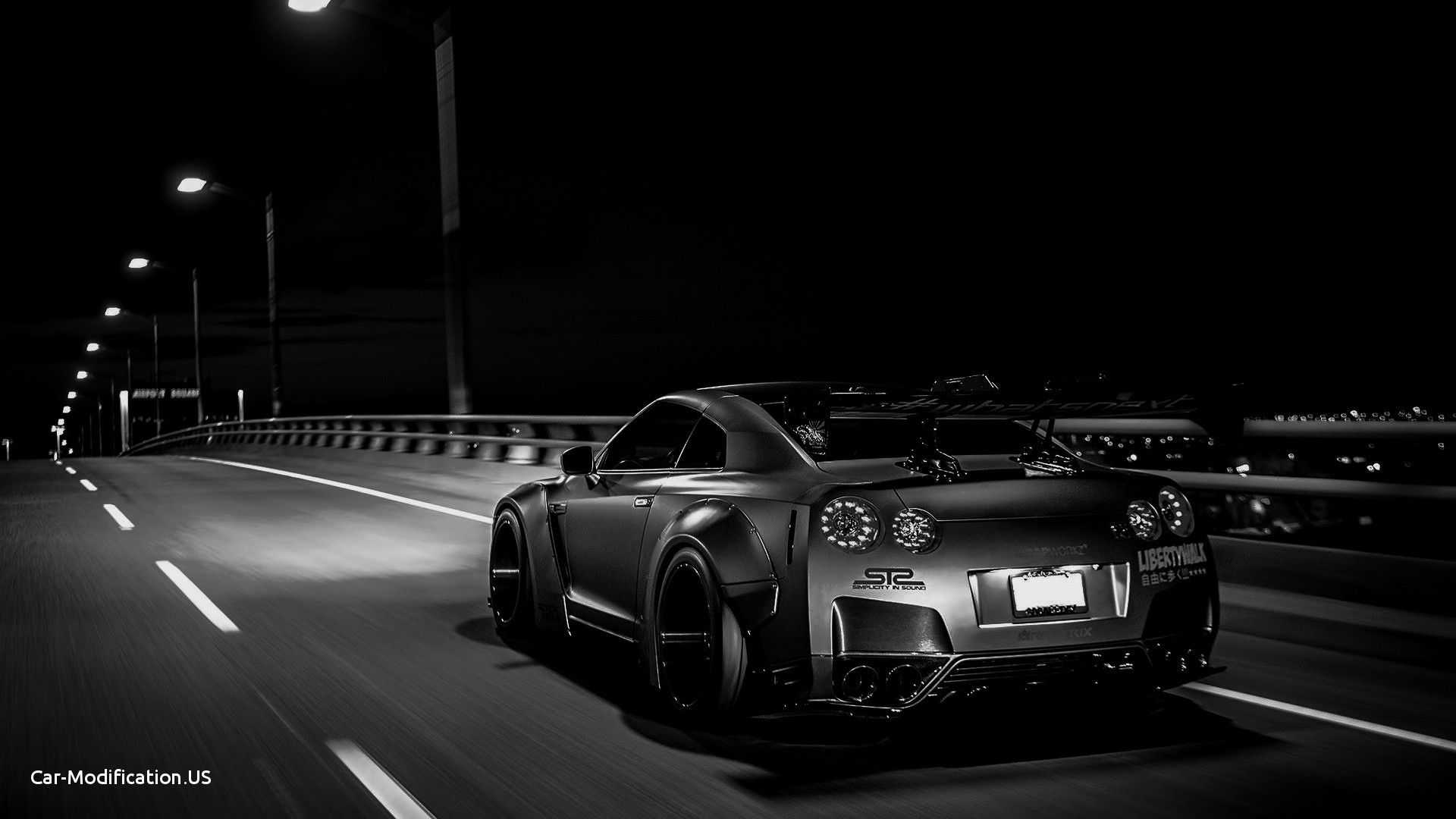 Nissan GTR nera notturna, 1920x1080 Full HD, Laptop